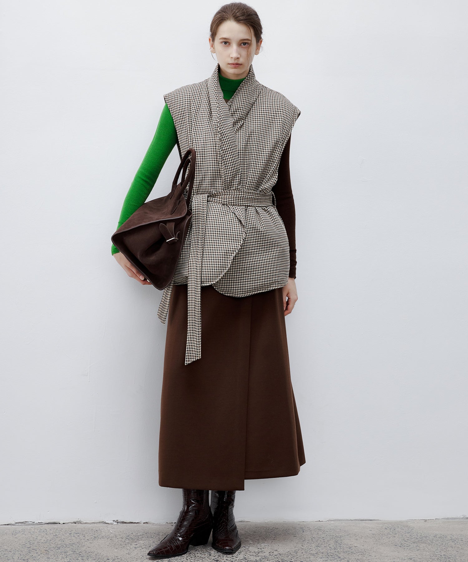 Wrap-Style Back Slit Skirt