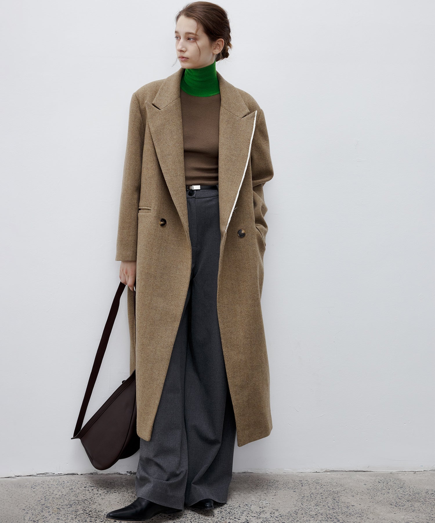 Bicolor High Neck Wool Knit Top