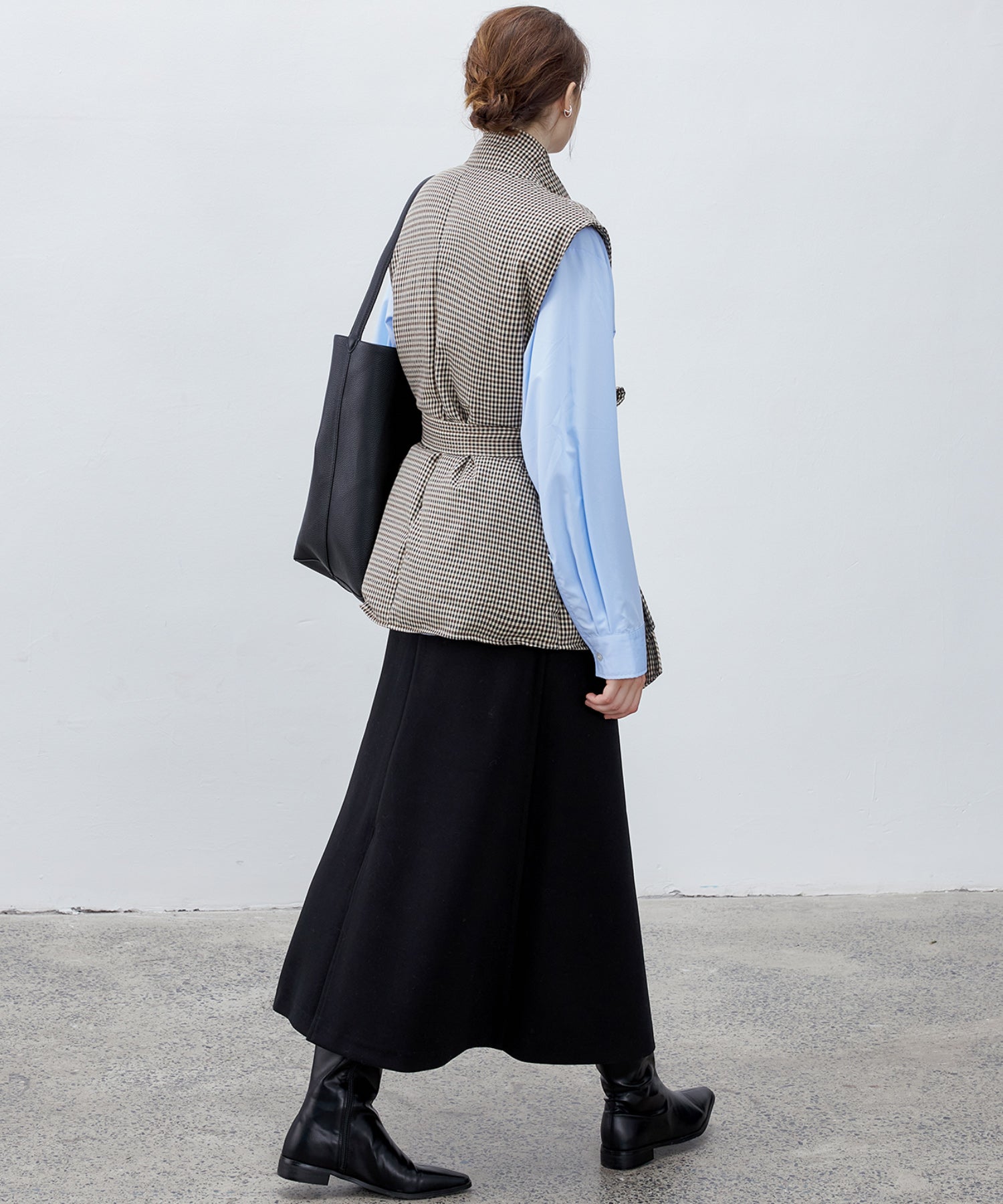 Wrap-Style Back Slit Skirt