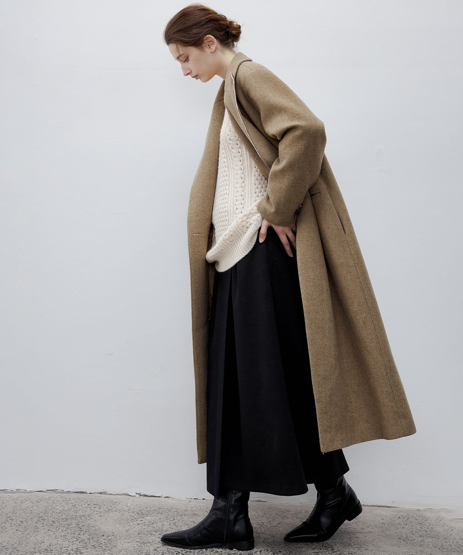 Textured Wool Blend Aran Sweater