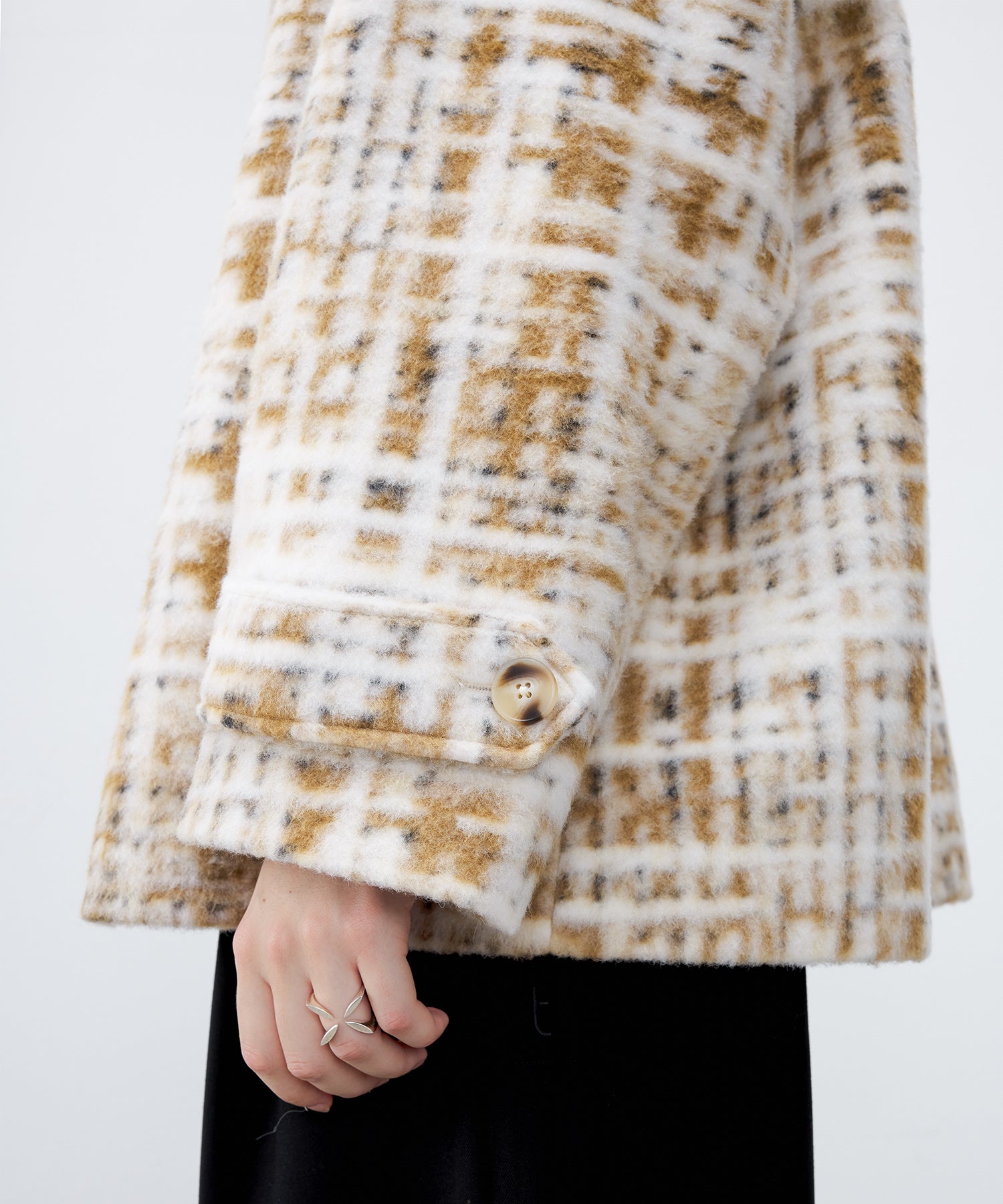 Hazy Plaid Tailored Wool Short Over-coat