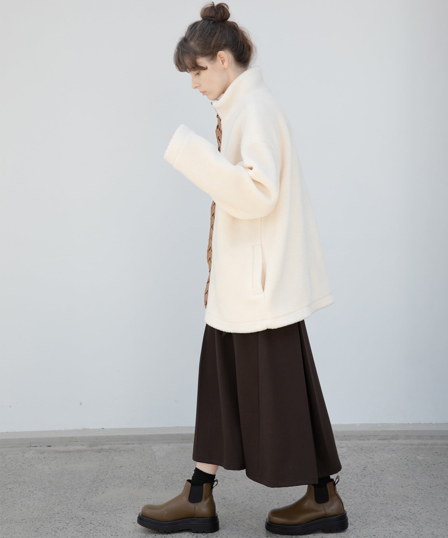 Center Line Knit Soft Boa Jacket