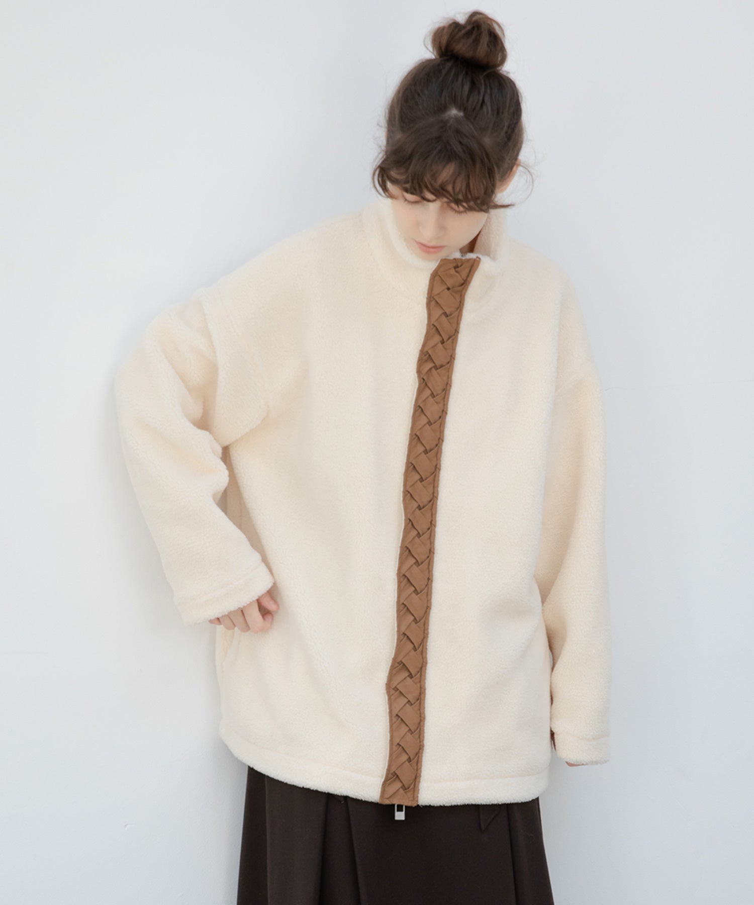 Center Line Knit Soft Boa Jacket