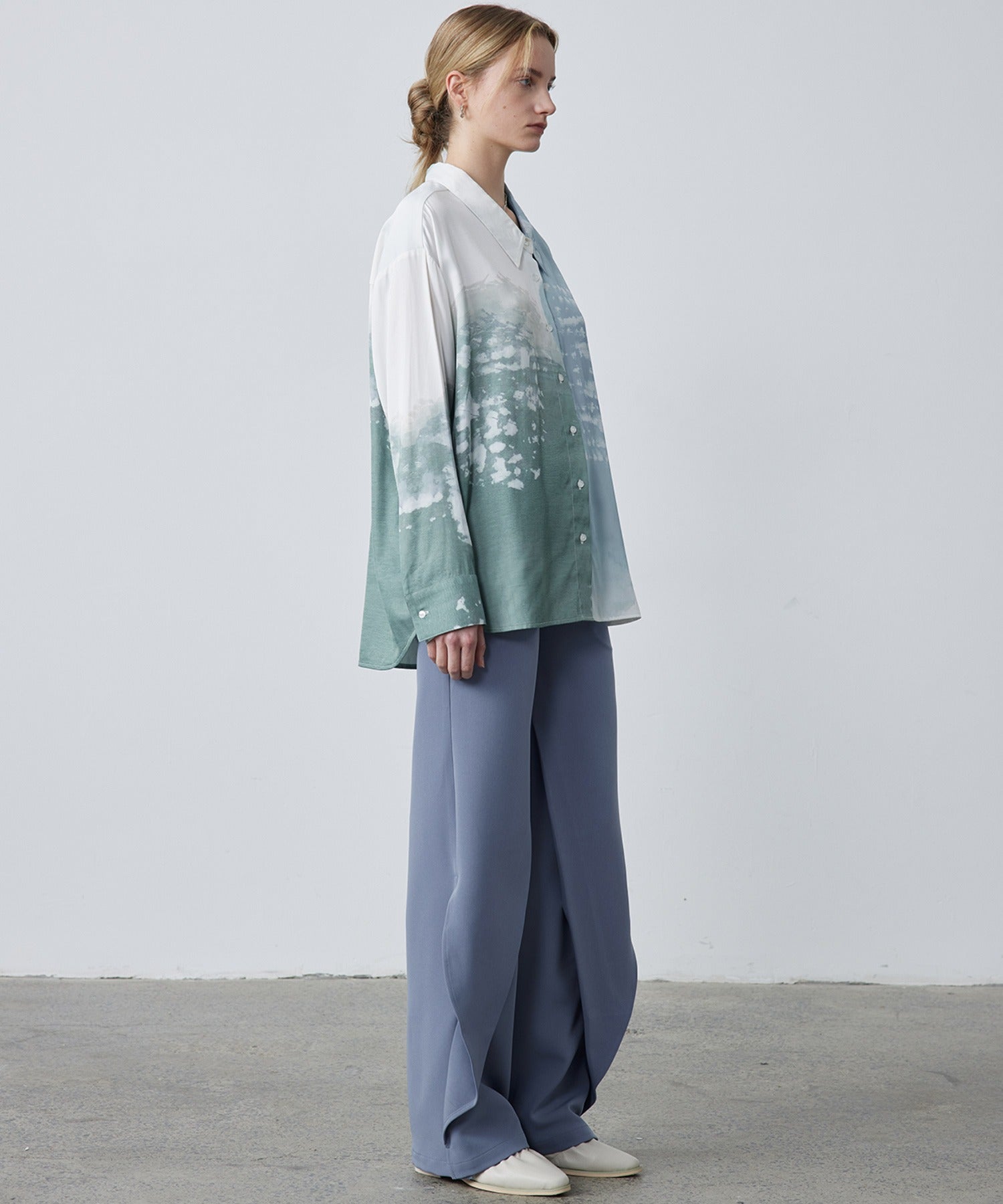 Drape Panel Wide-Leg Flare Trousers
