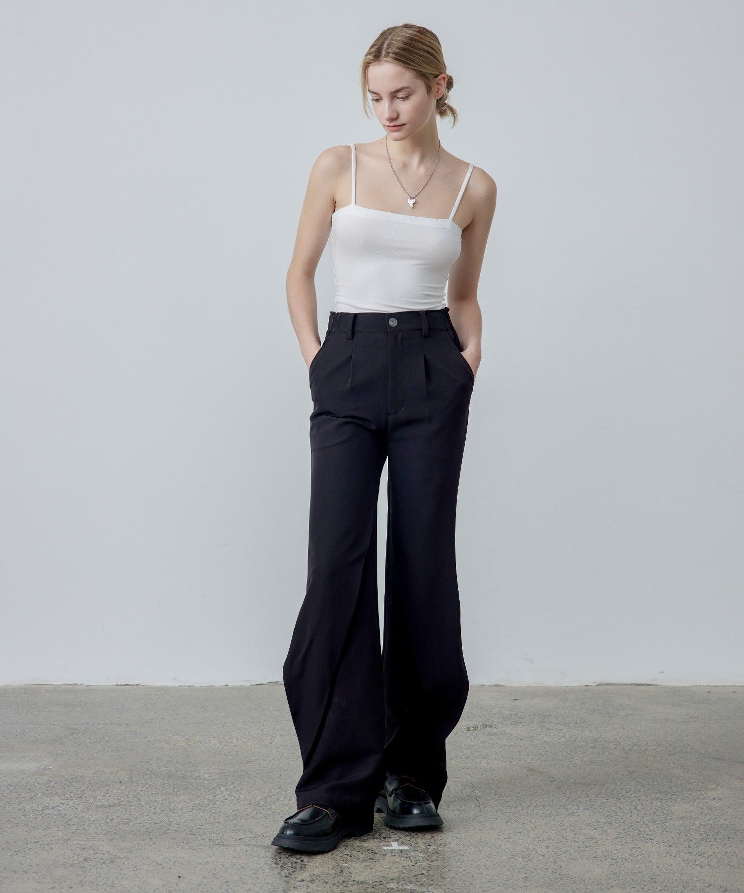 Drape Panel Wide-Leg Flare Trousers