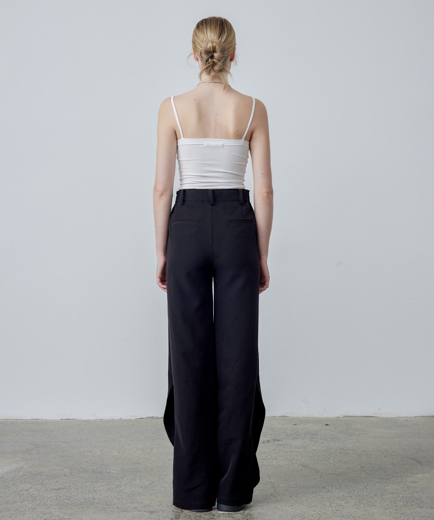 Drape Panel Wide-Leg Flare Trousers