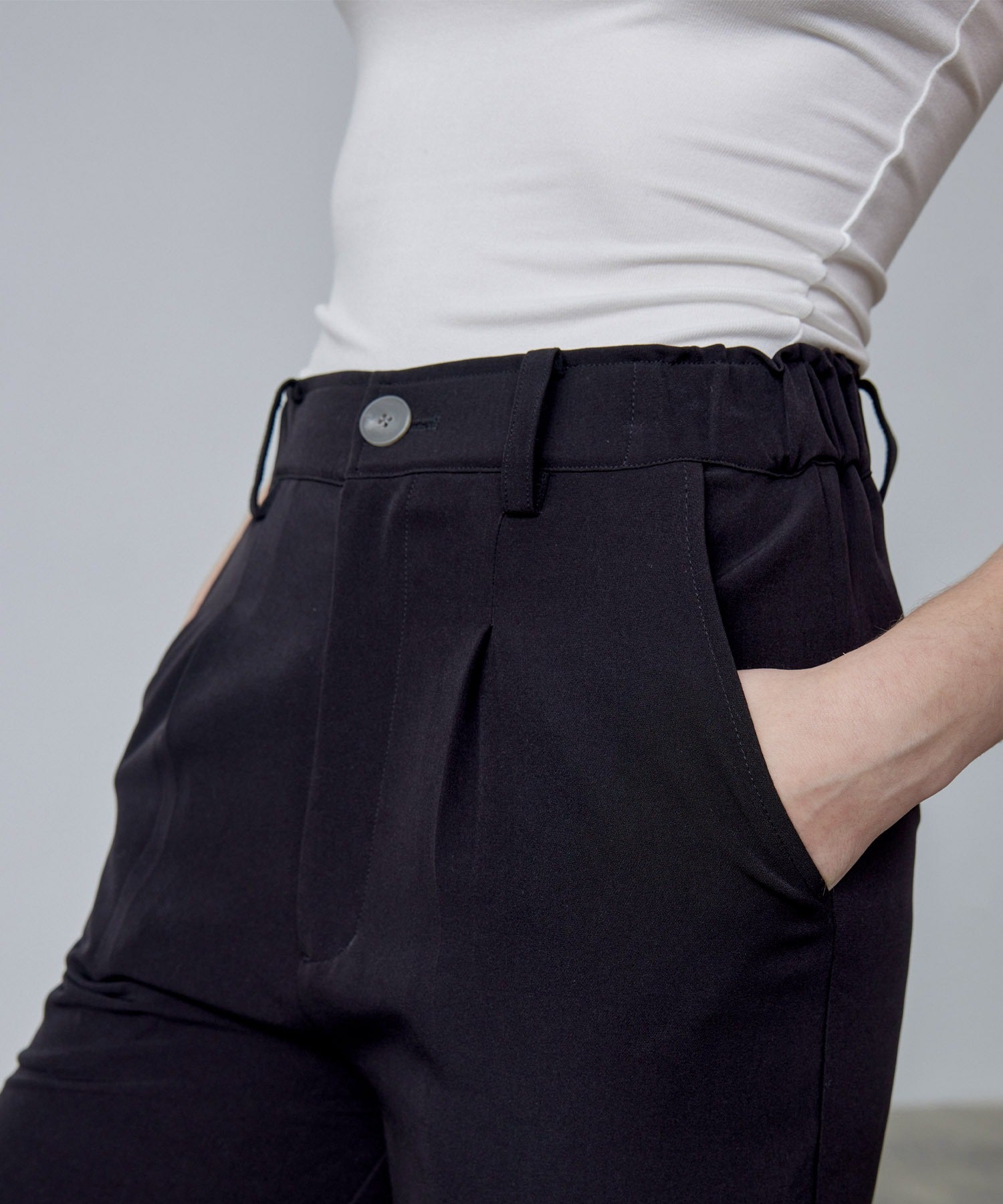 Drape Panel Wide-Leg Flare Trousers
