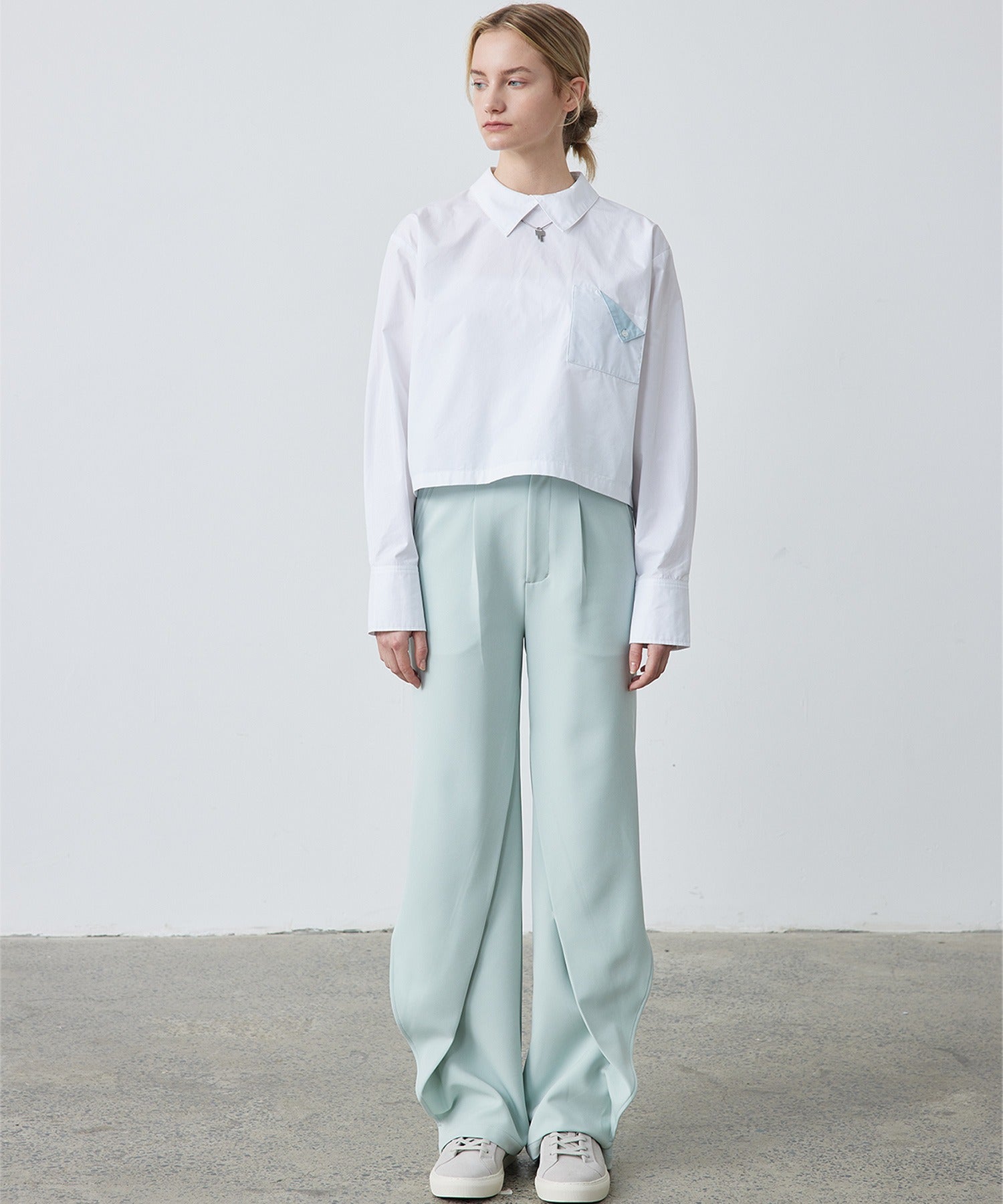 Drape Panel Wide-Leg Flare Trousers