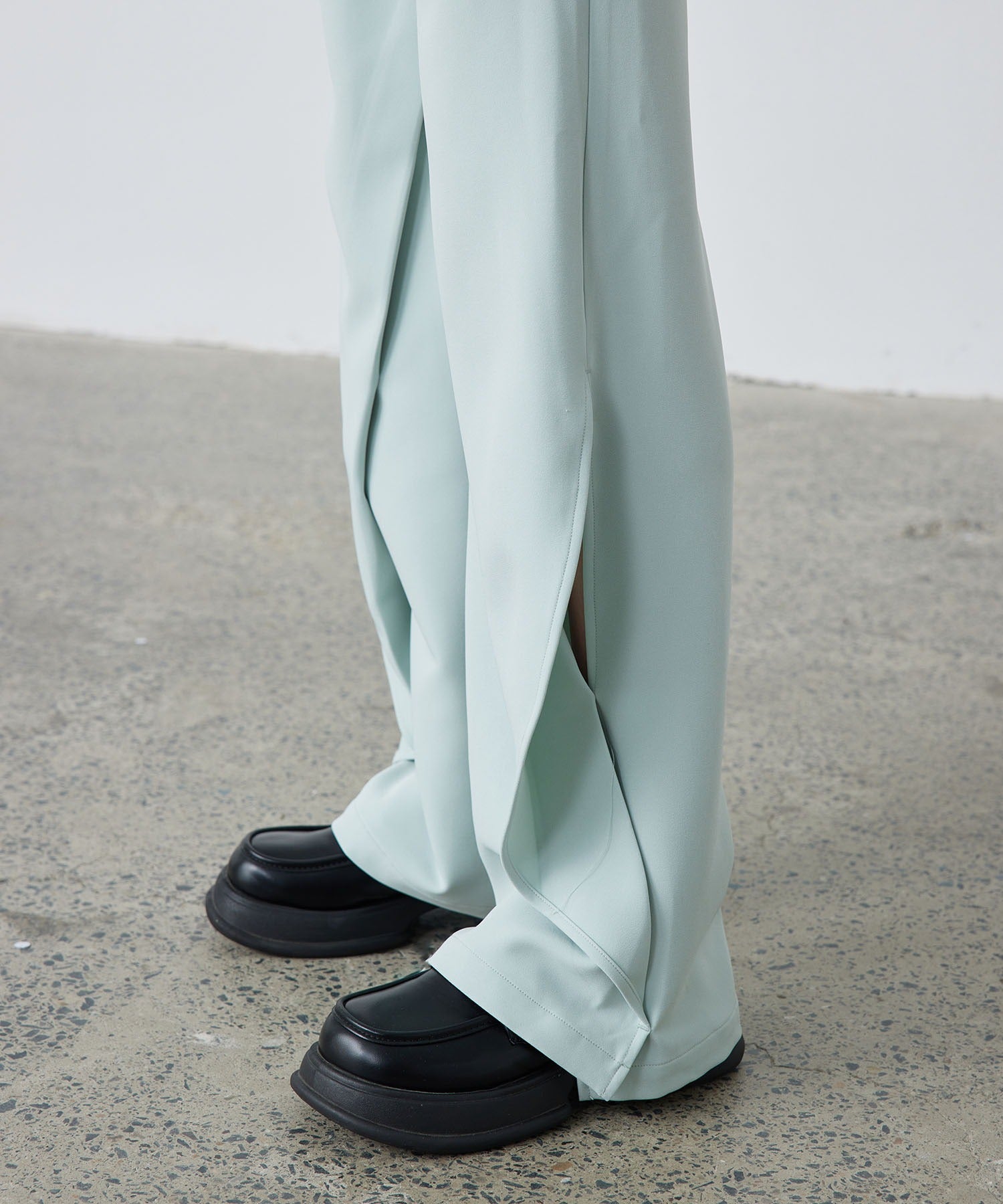 Drape Panel Wide-Leg Flare Trousers