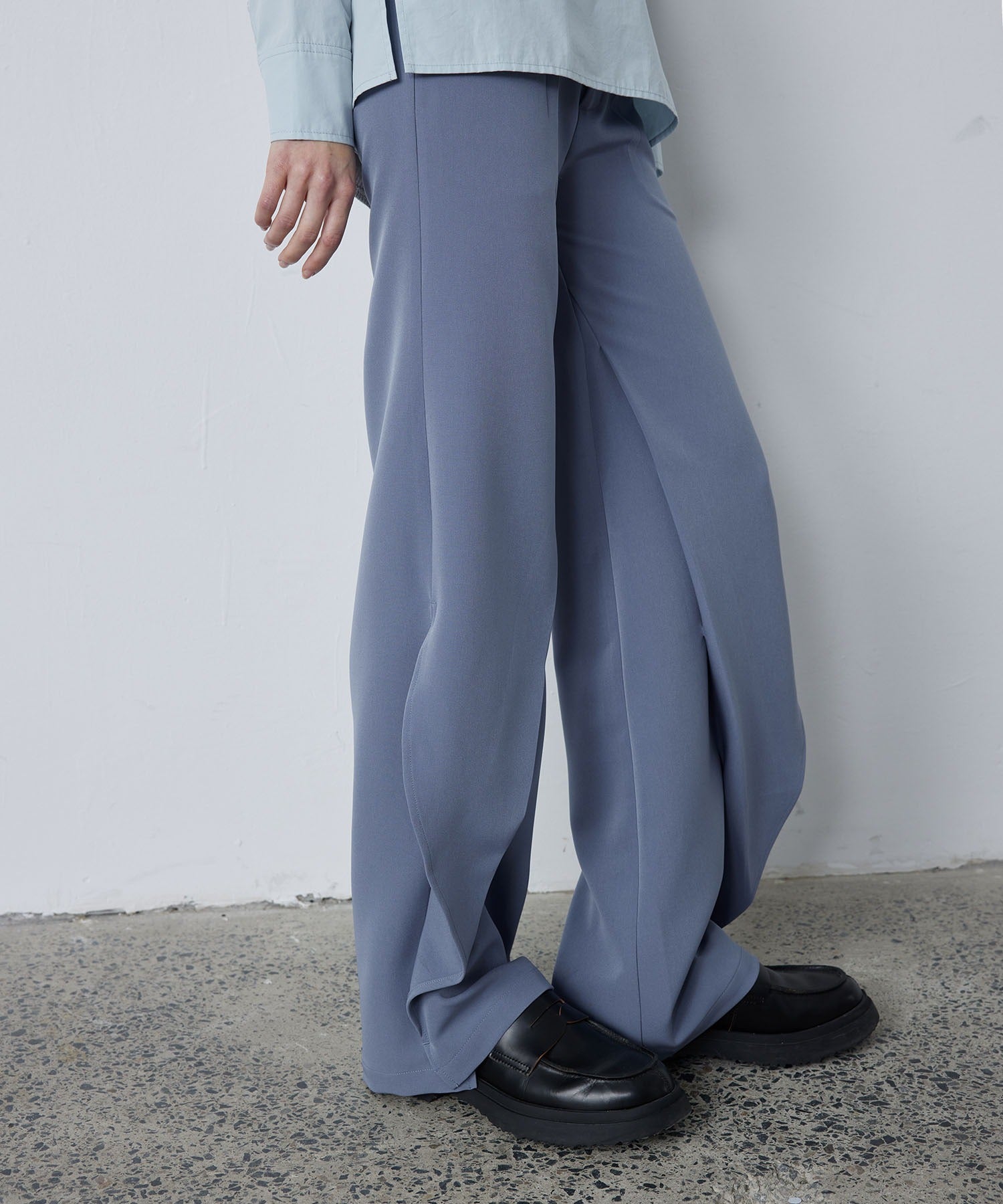 Drape Panel Wide-Leg Flare Trousers