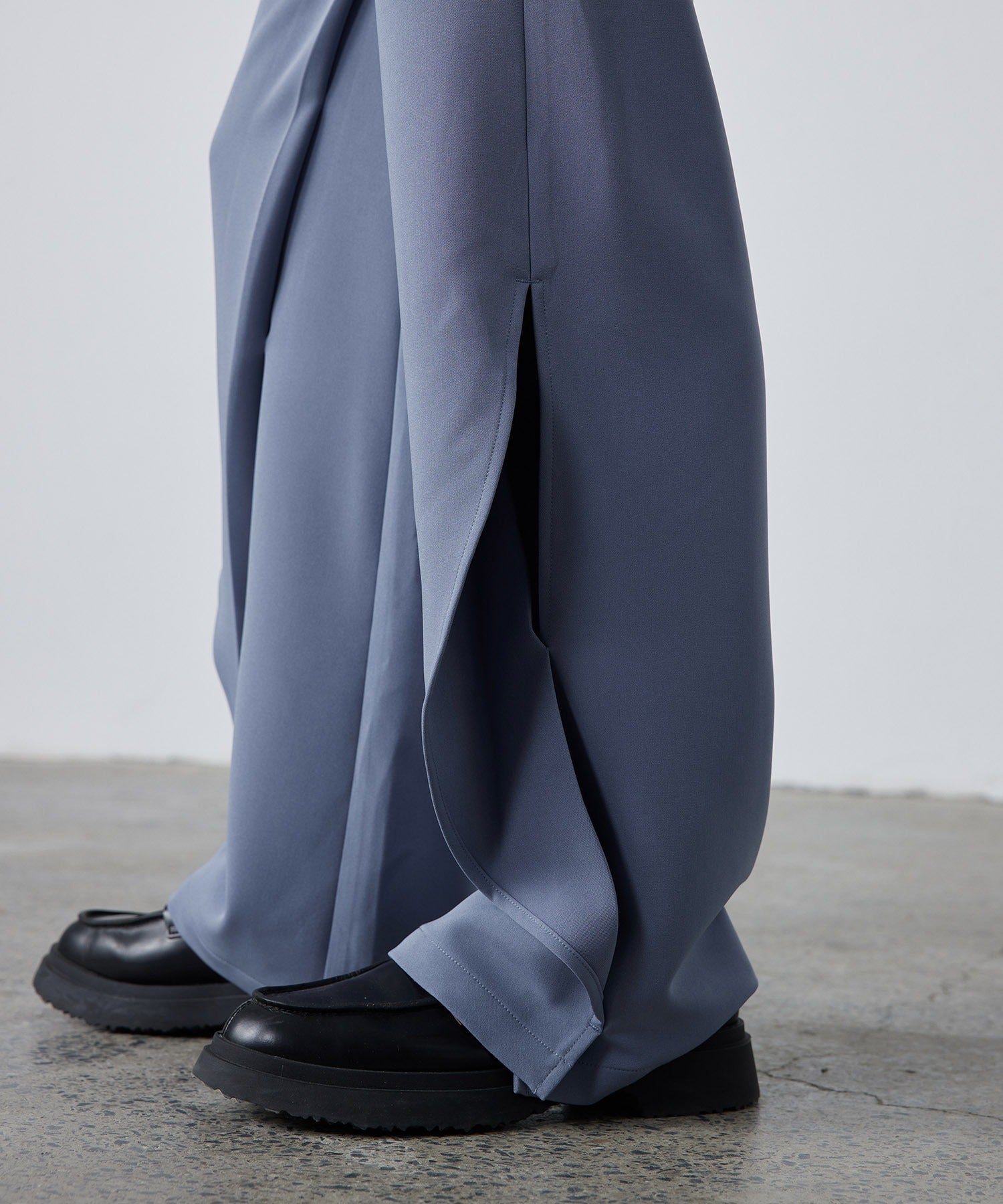 Drape Panel Wide-Leg Flare Trousers