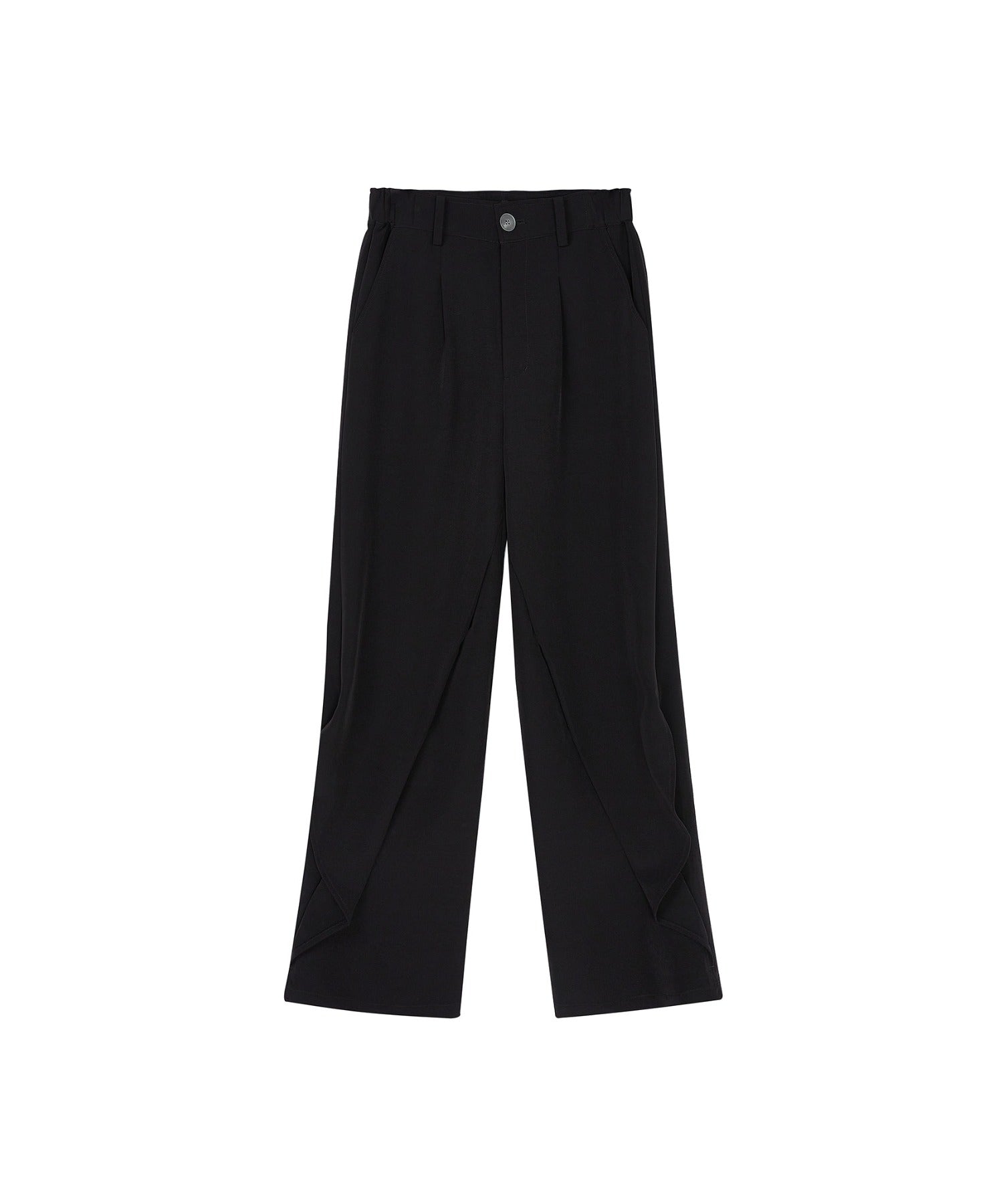 Drape Panel Wide-Leg Flare Trousers