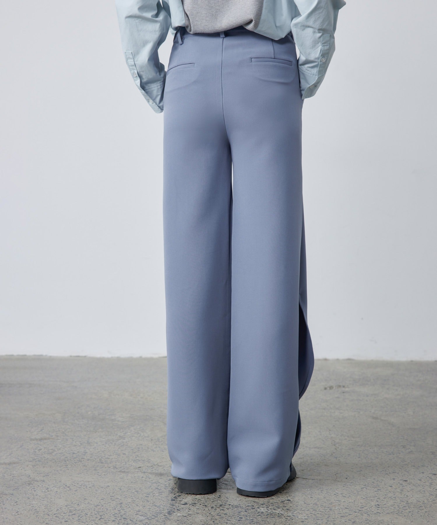 Drape Panel Wide-Leg Flare Trousers