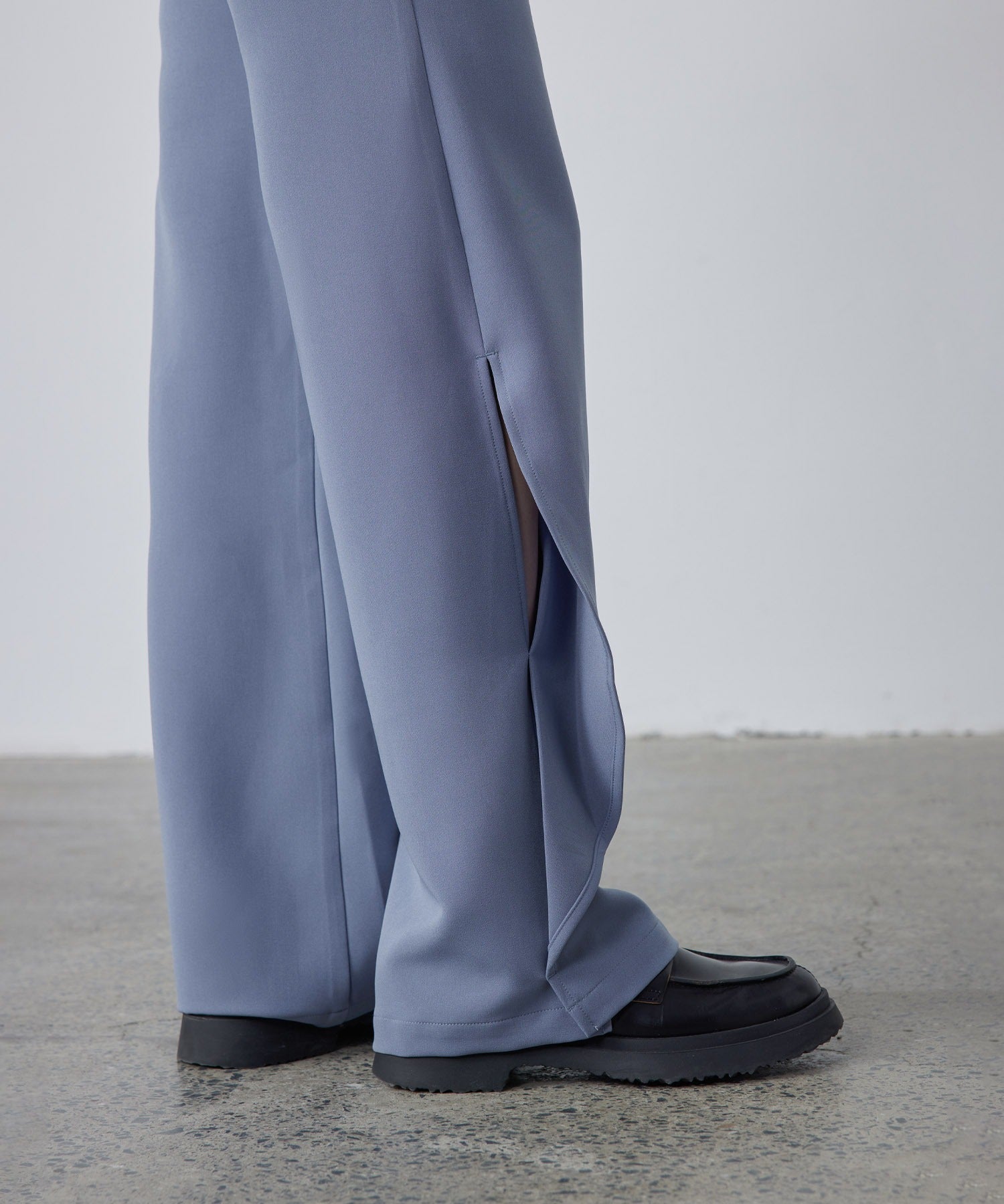 Drape Panel Wide-Leg Flare Trousers