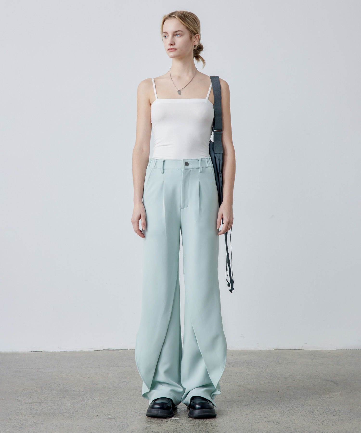 Drape Panel Wide-Leg Flare Trousers