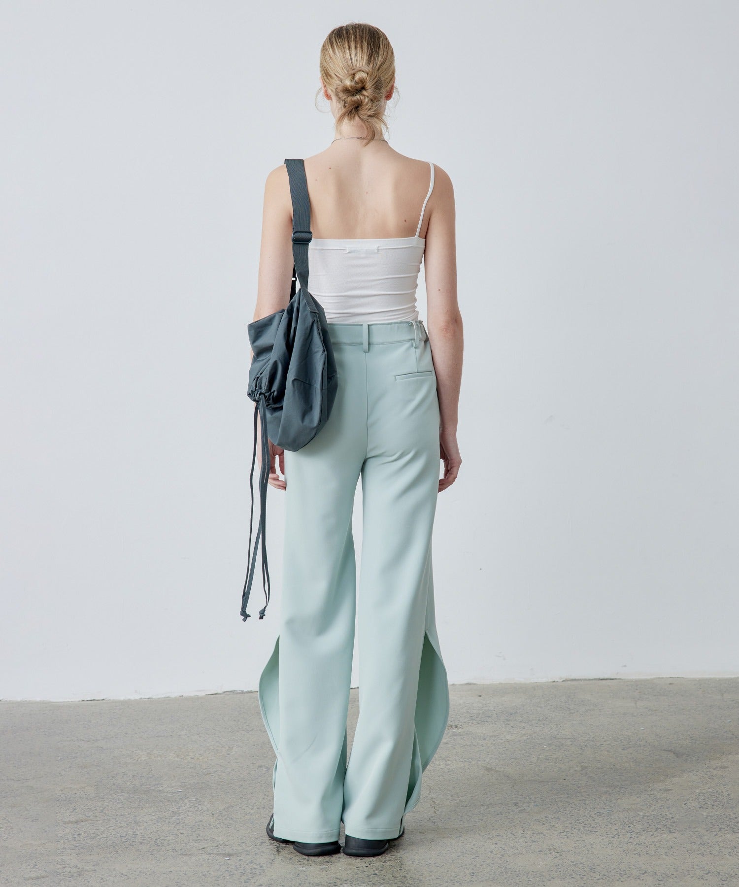 Drape Panel Wide-Leg Flare Trousers
