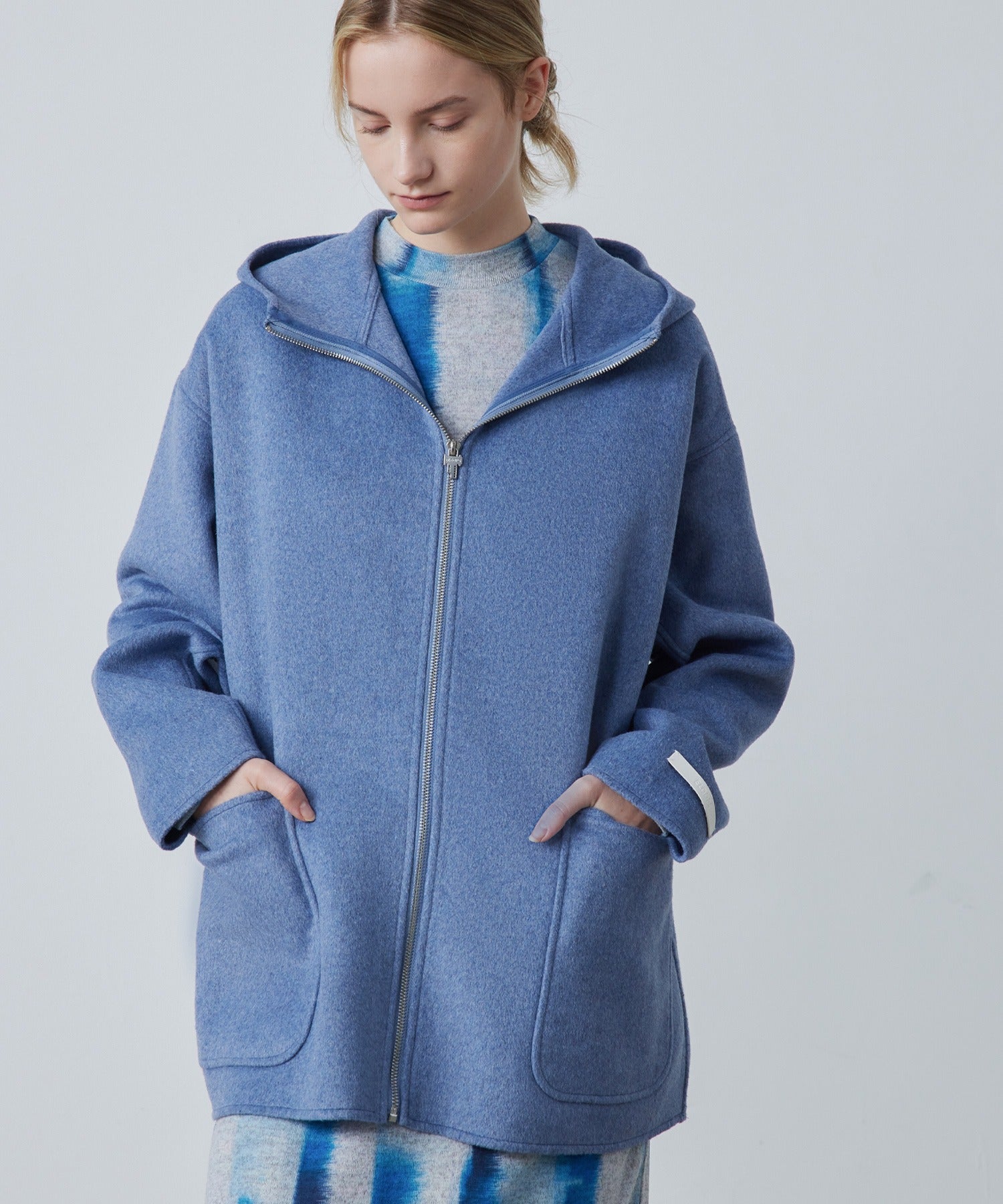 Zip-Up Wool Blend Short Coat