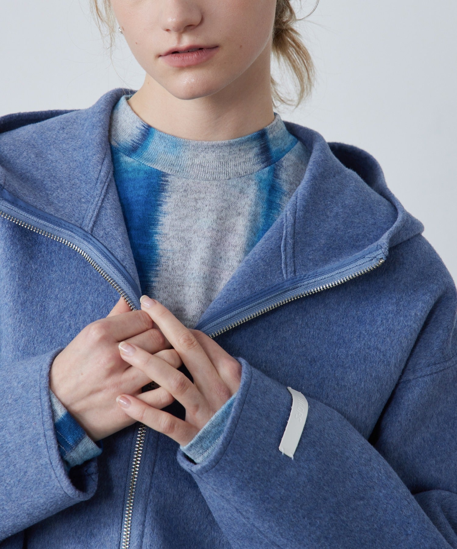 Zip-Up Wool Blend Short Coat