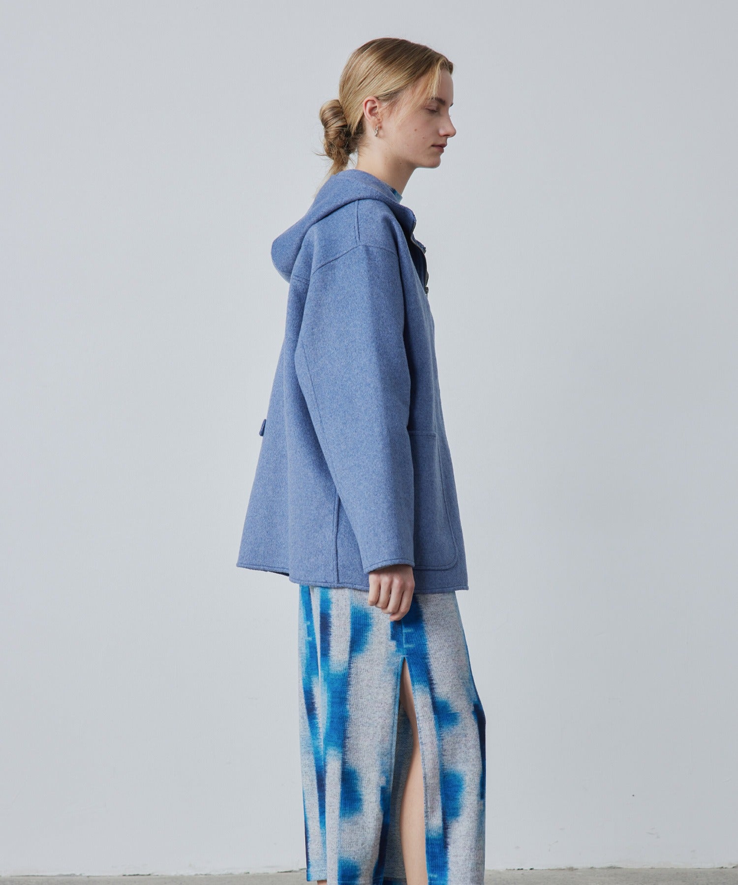 Zip-Up Wool Blend Short Coat