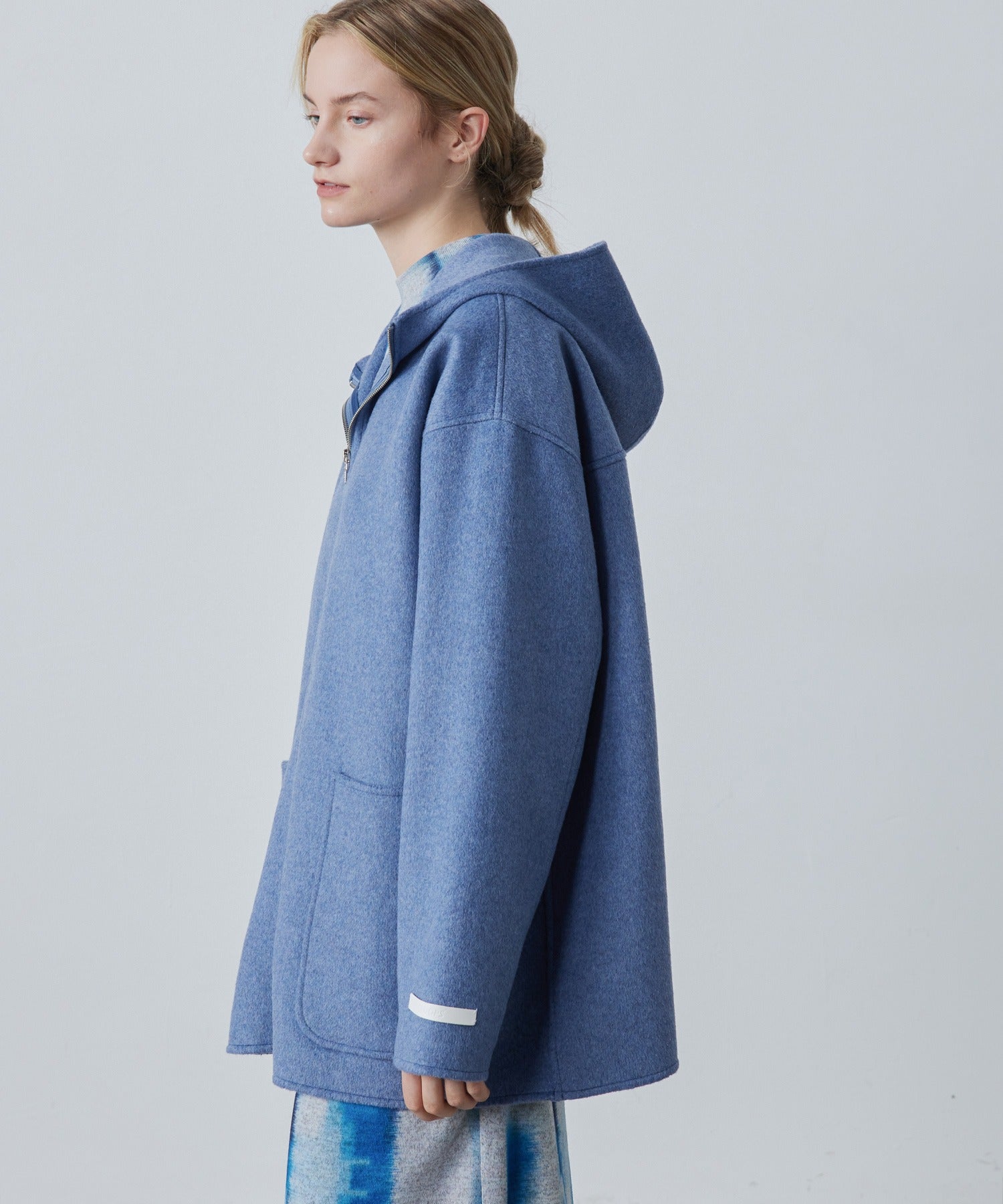 Zip-Up Wool Blend Short Coat