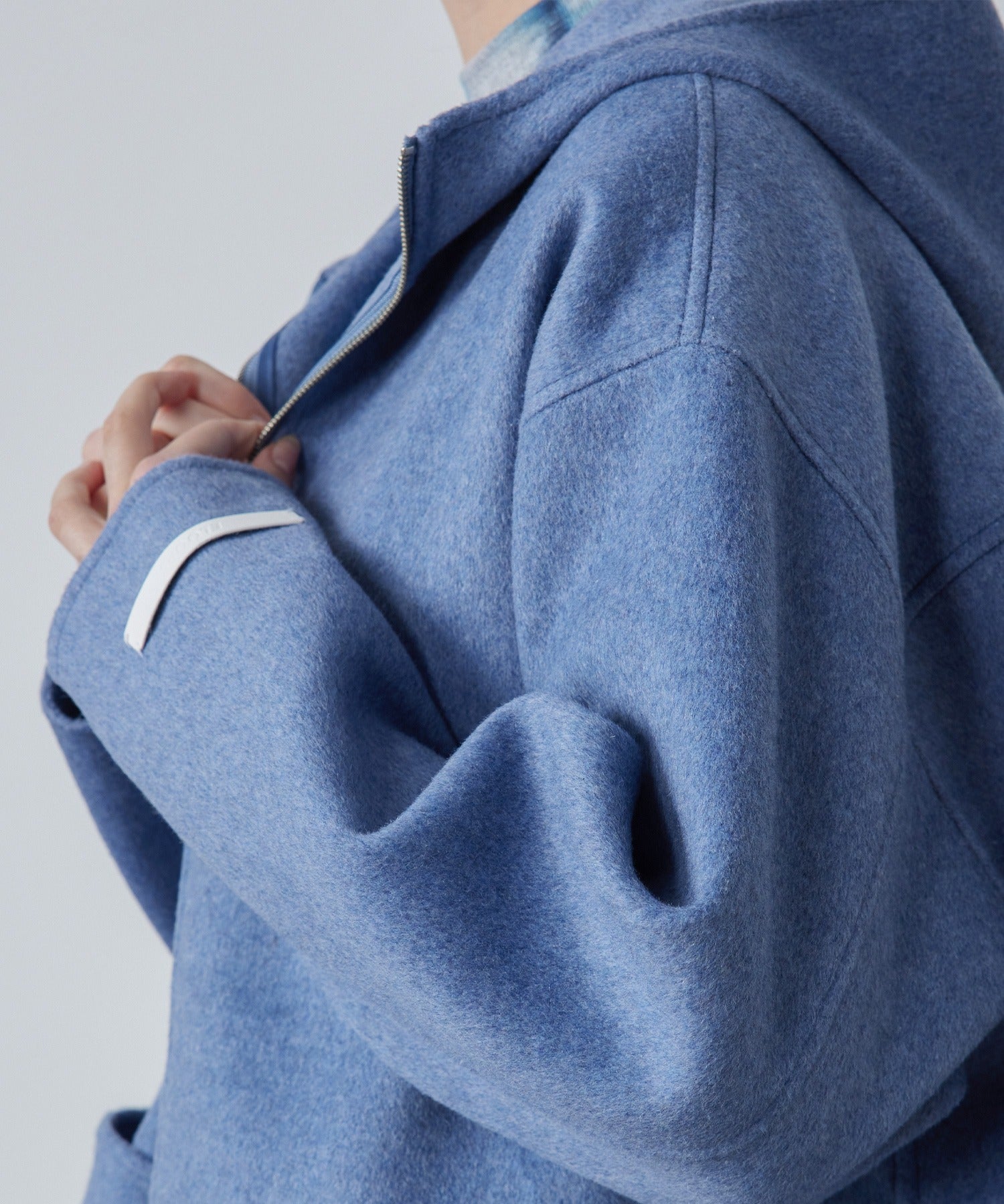 Zip-Up Wool Blend Short Coat