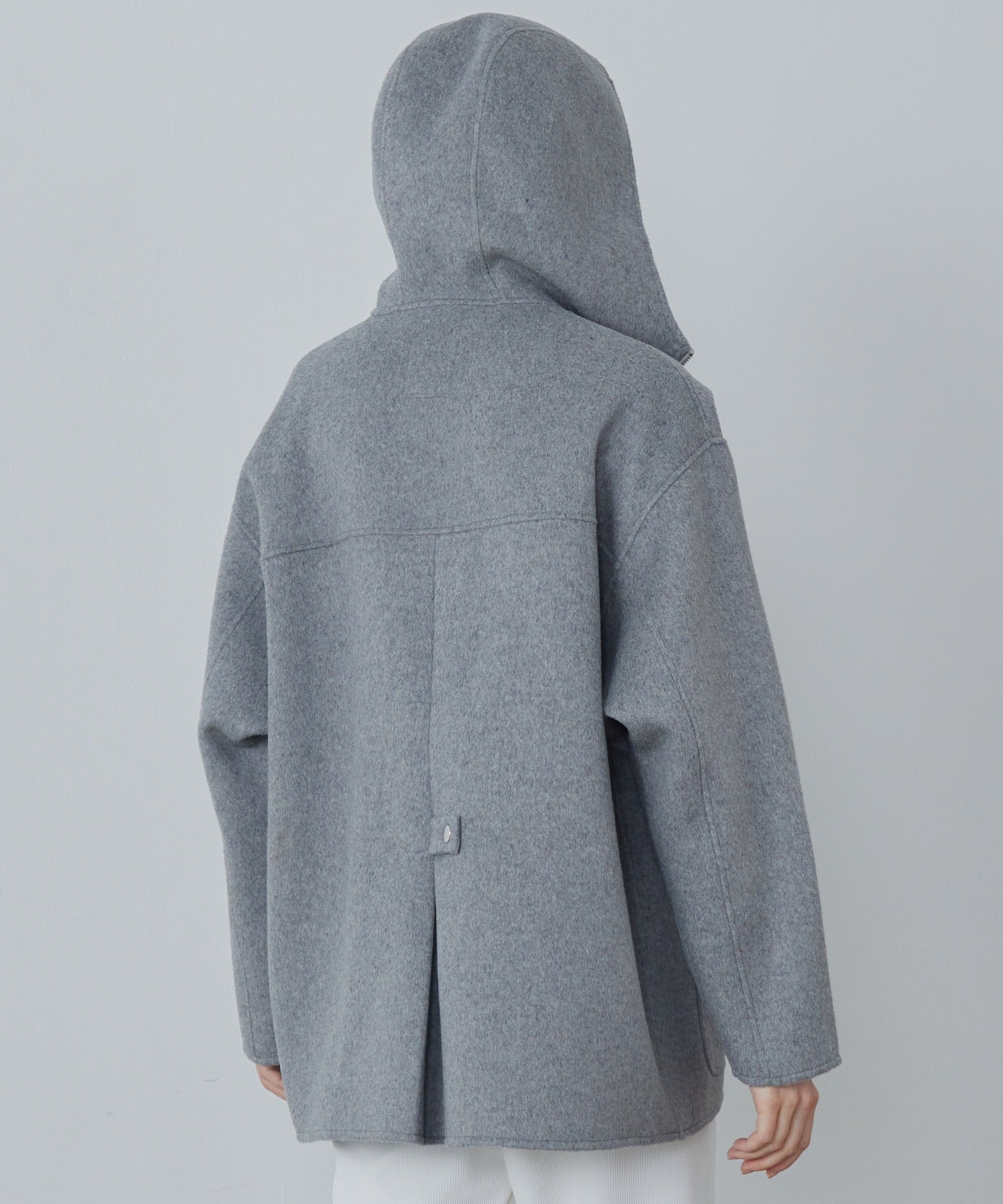 Zip-Up Wool Blend Short Coat
