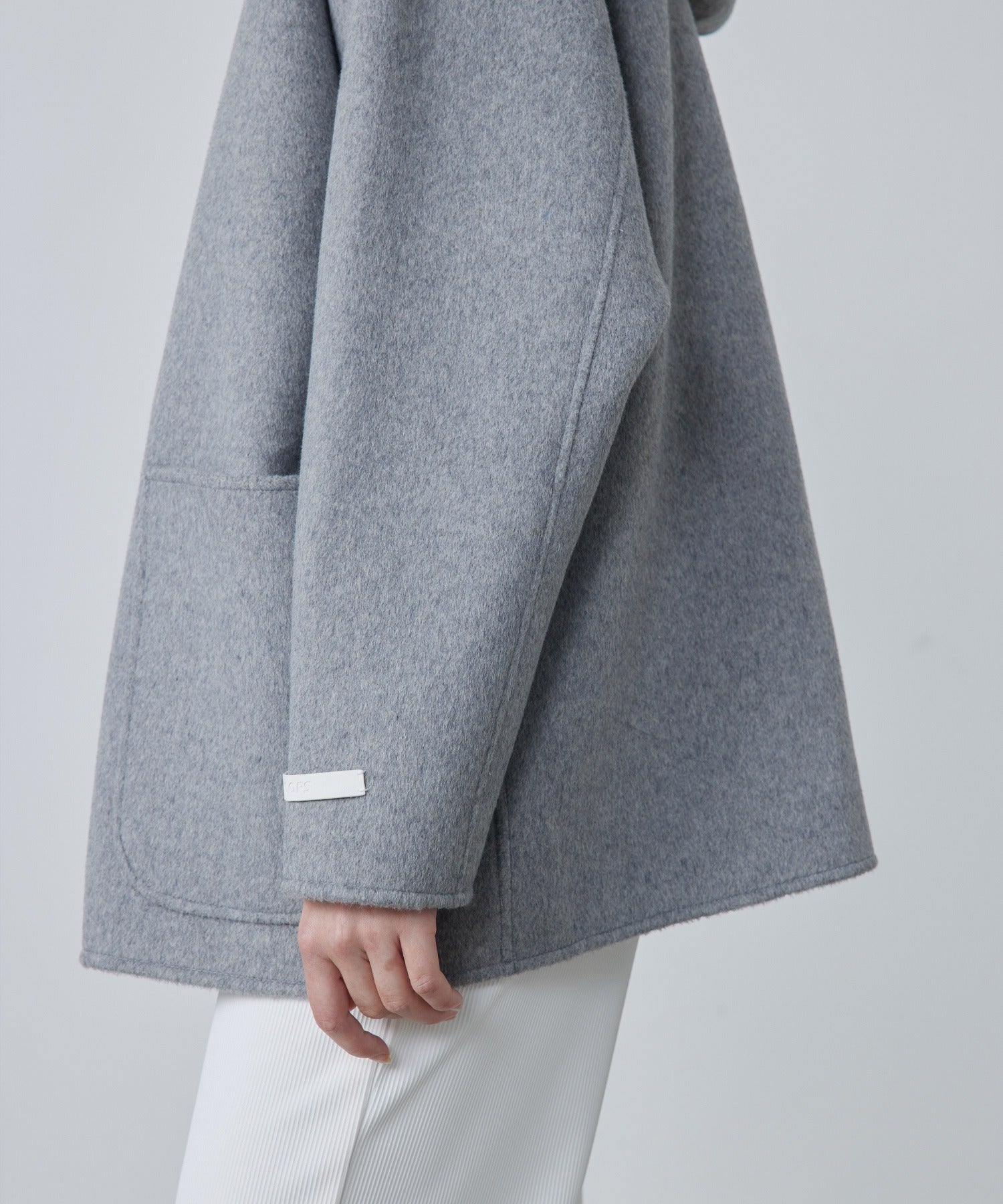 Zip-Up Wool Blend Short Coat
