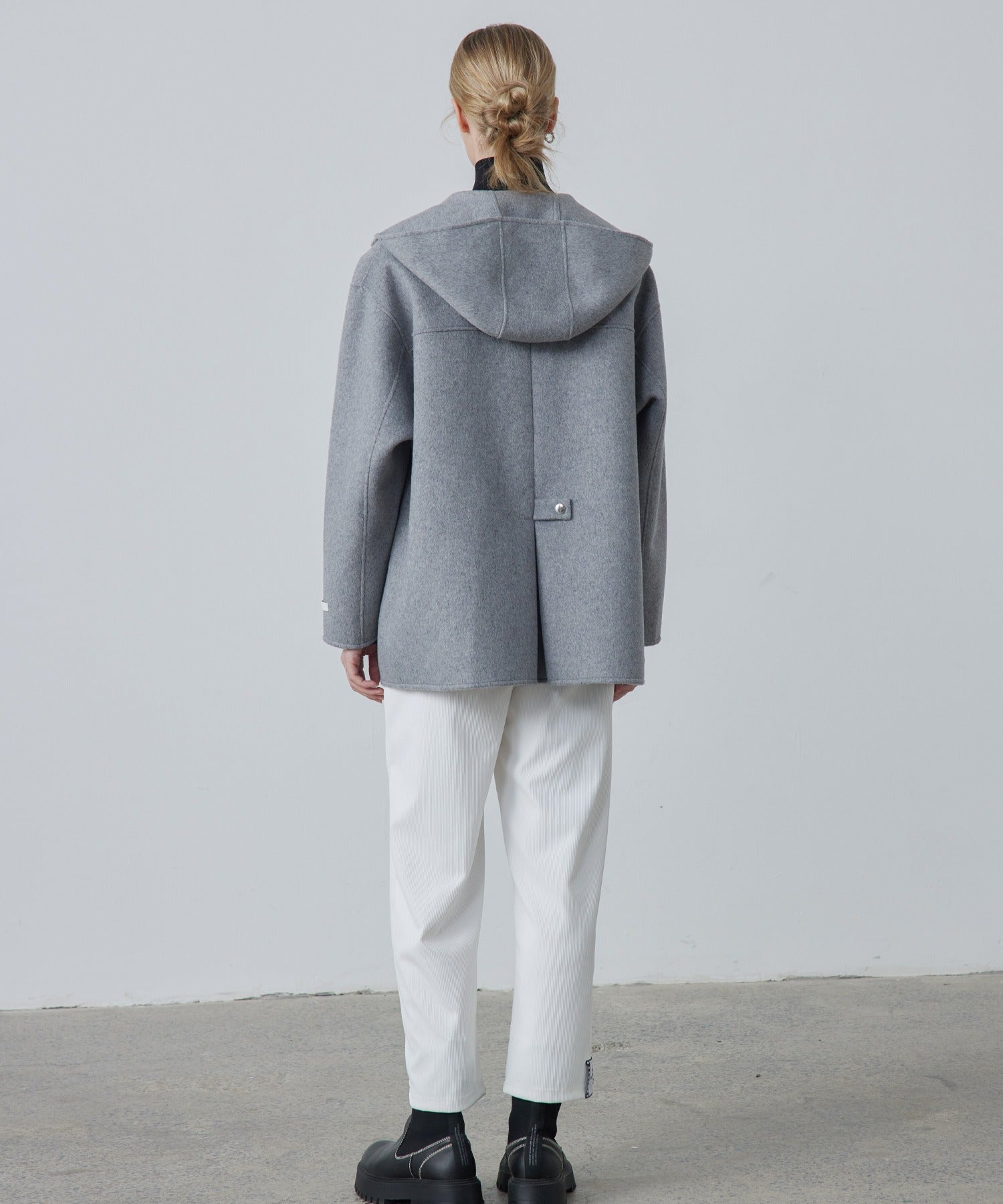 Zip-Up Wool Blend Short Coat