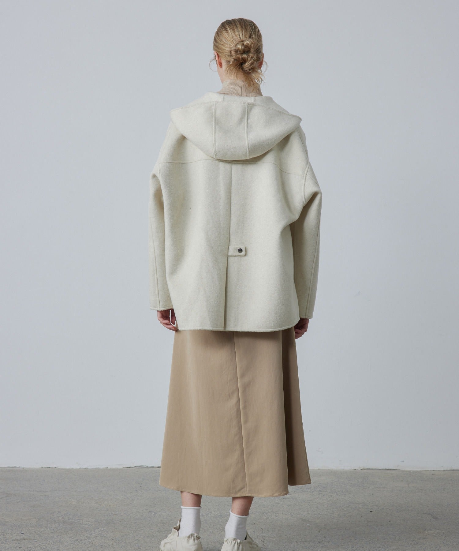 Zip-Up Wool Blend Short Coat