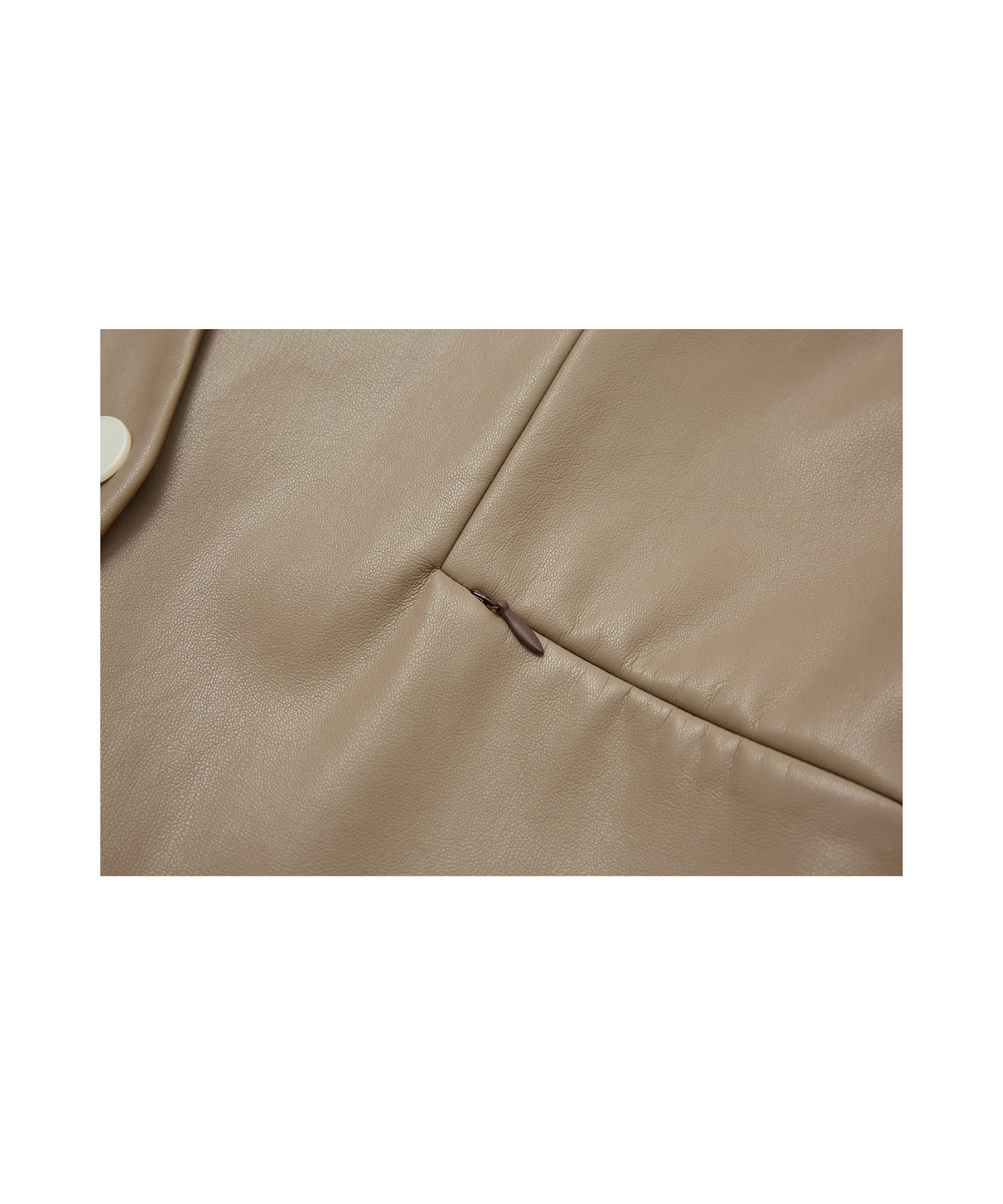 Faux Leather No-Collar Jacket