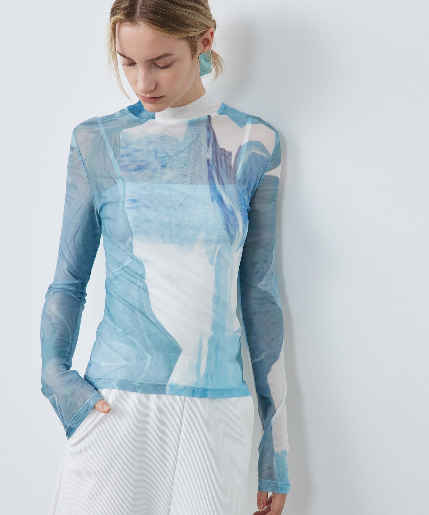 Abstract Print Sheer Top