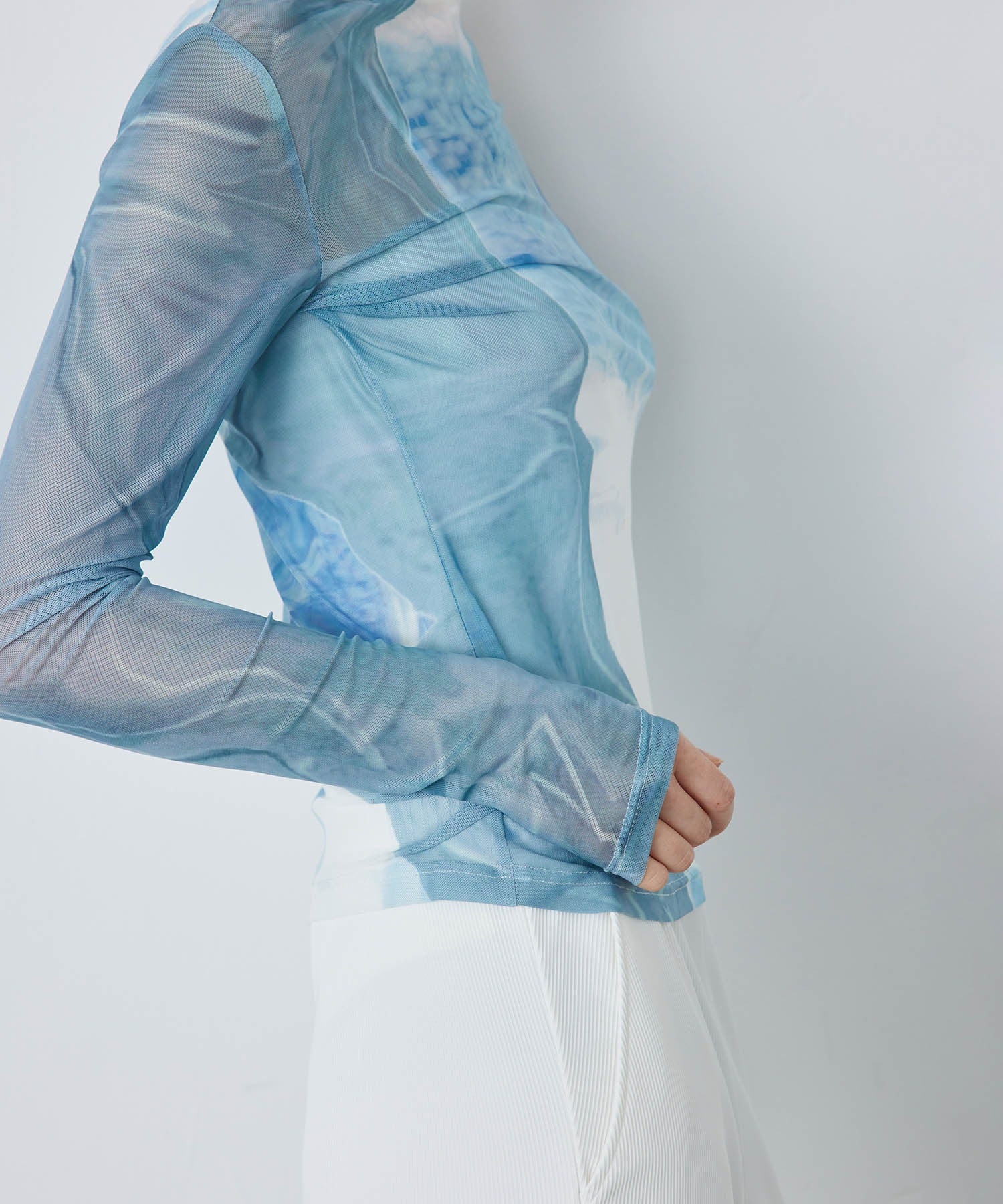 Abstract Print Sheer Top