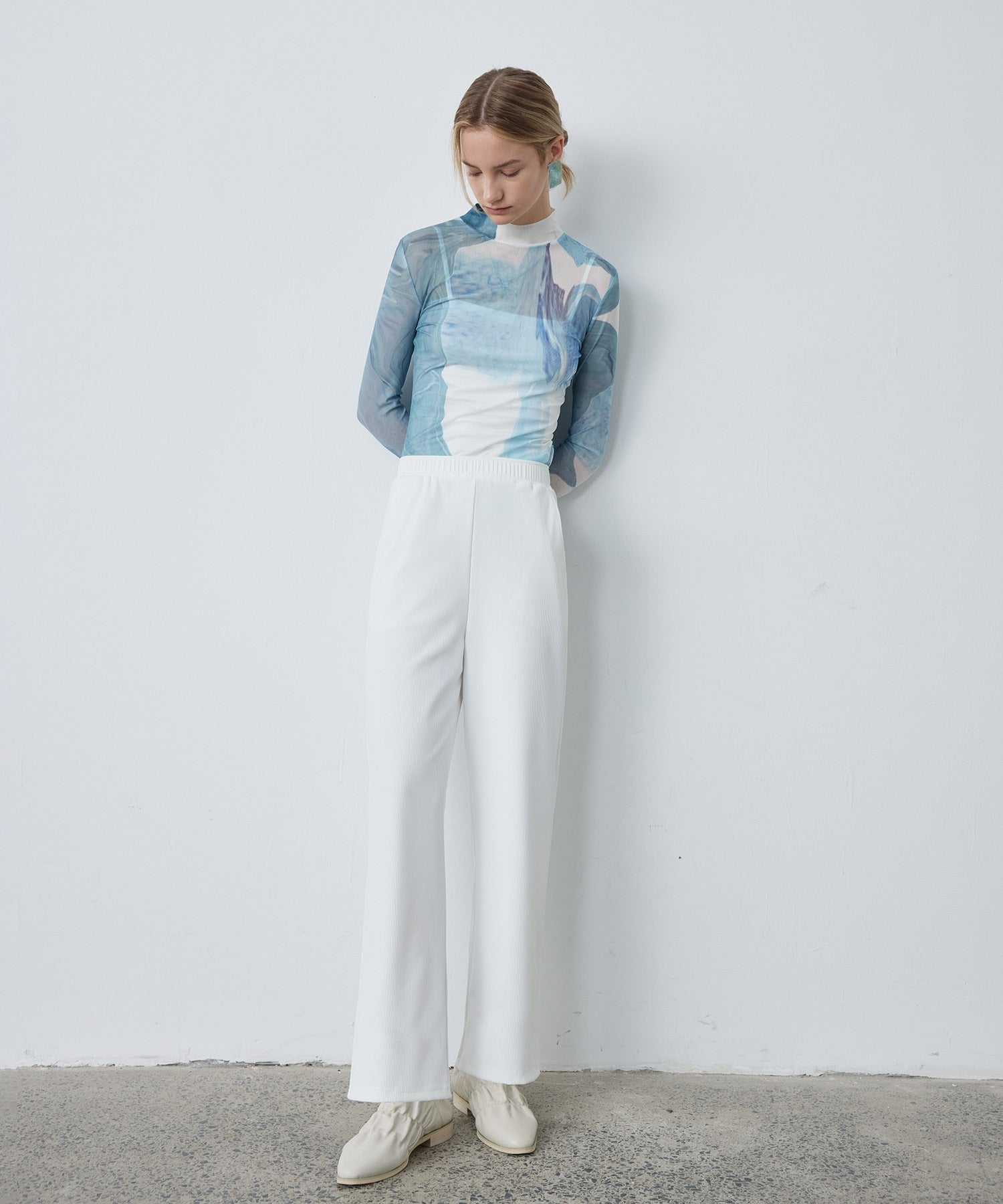 Abstract Print Sheer Top