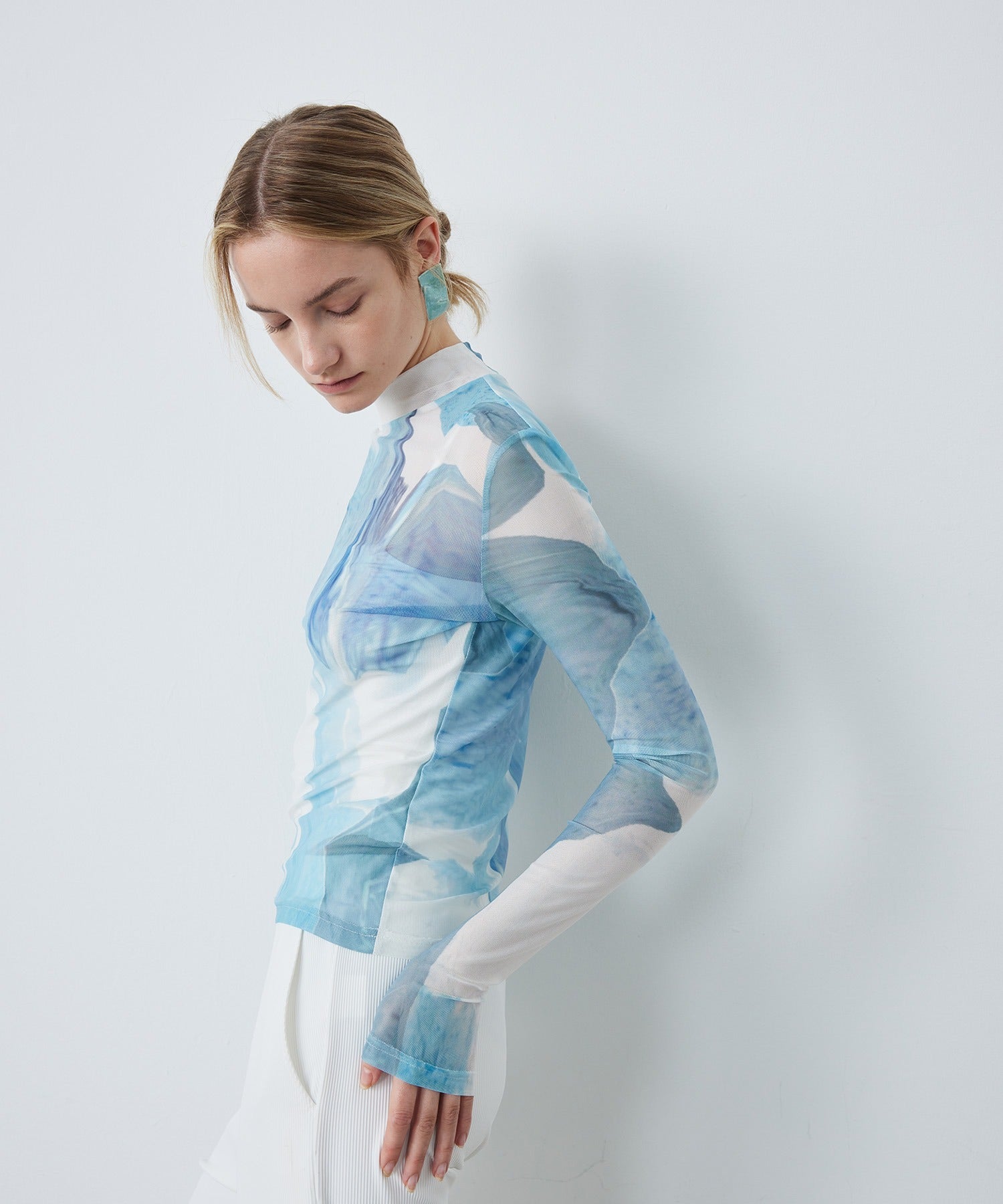 Abstract Print Sheer Top