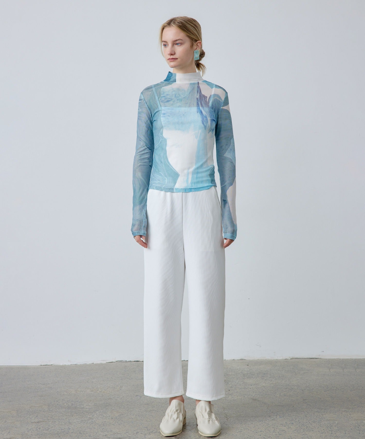 Abstract Print Sheer Top