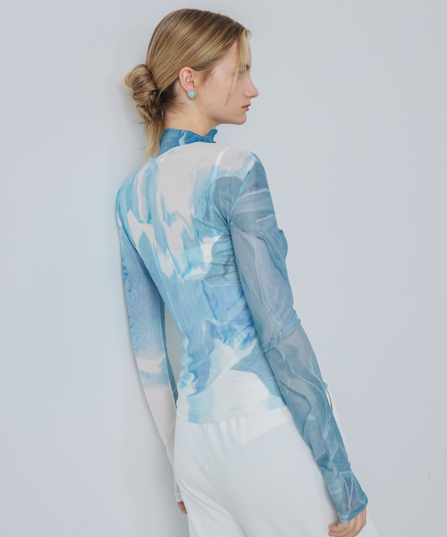 Abstract Print Sheer Top