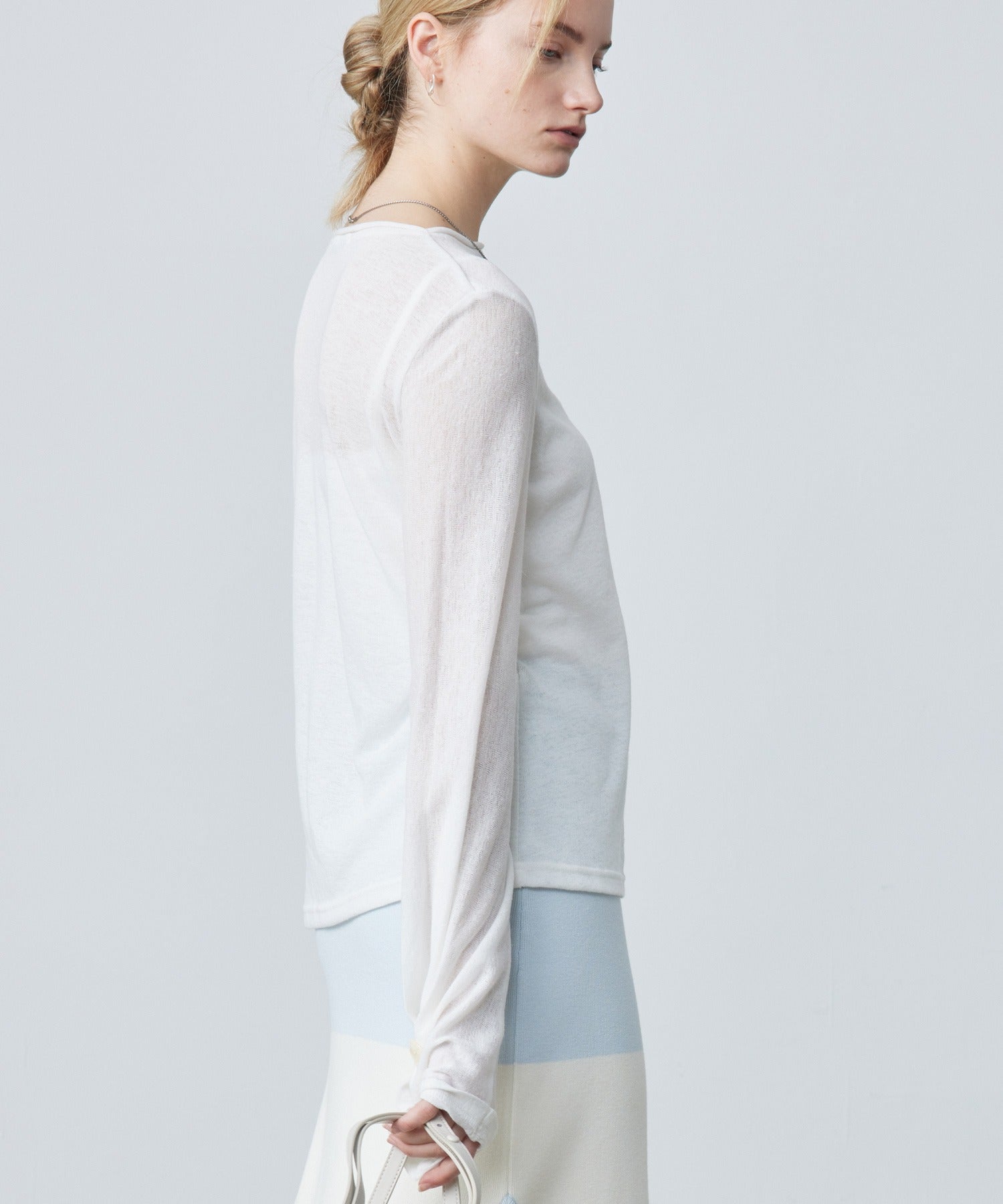 Sheer Knit Flare Sleeve Long Tee