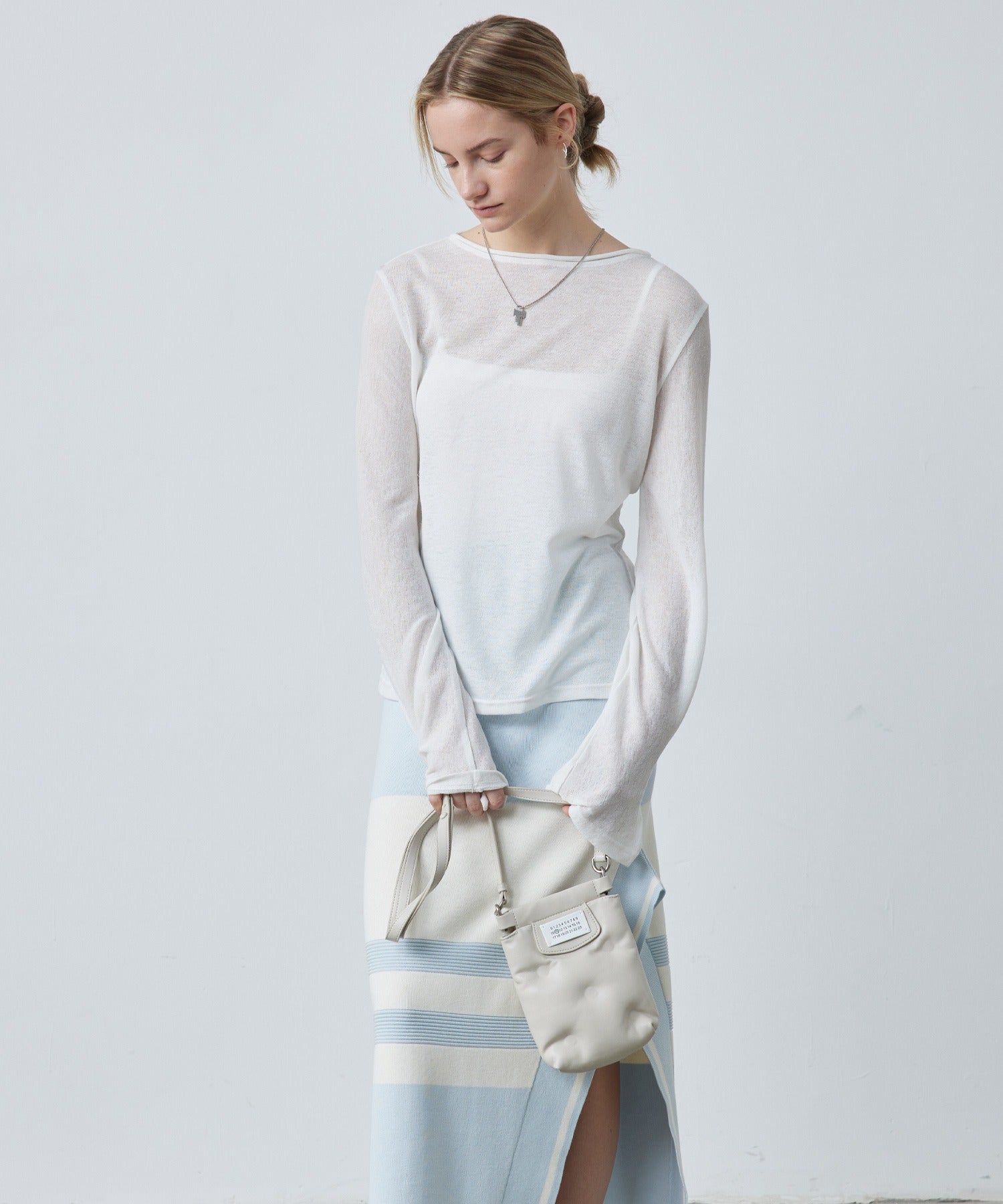 Sheer Knit Flare Sleeve Long Tee
