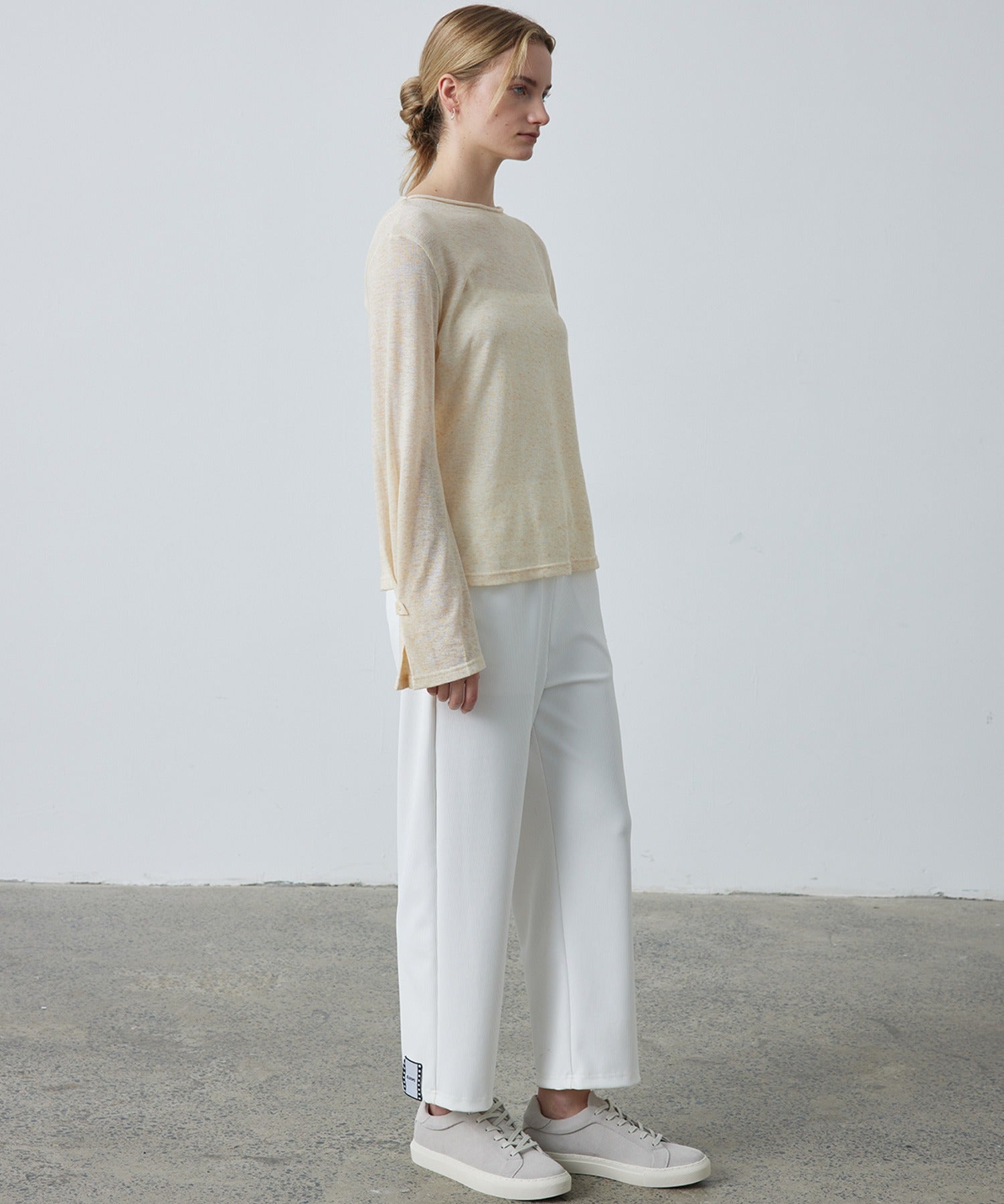 Sheer Knit Flare Sleeve Long Tee