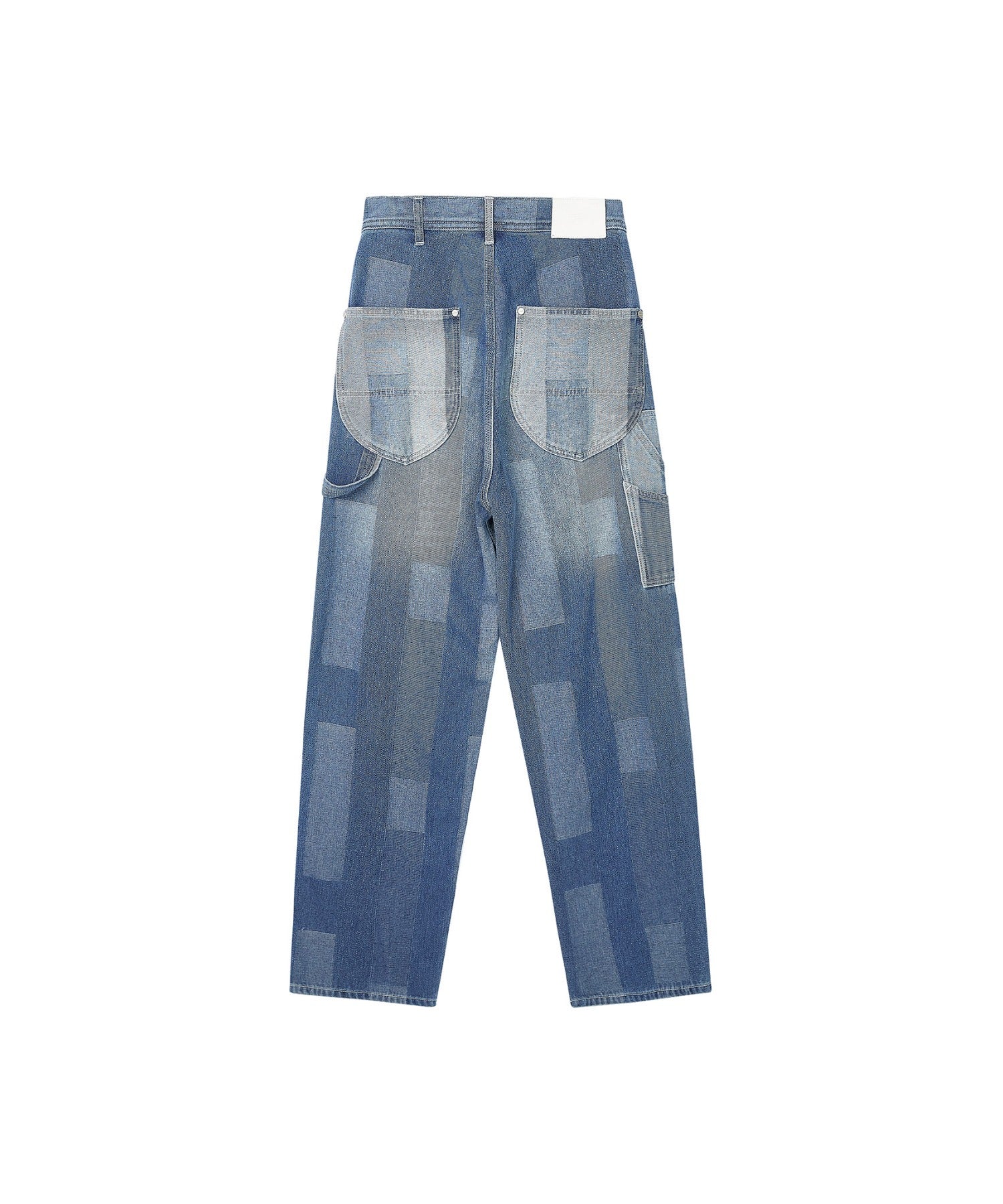 Patchwork-like Vintage Wash Denim Pants
