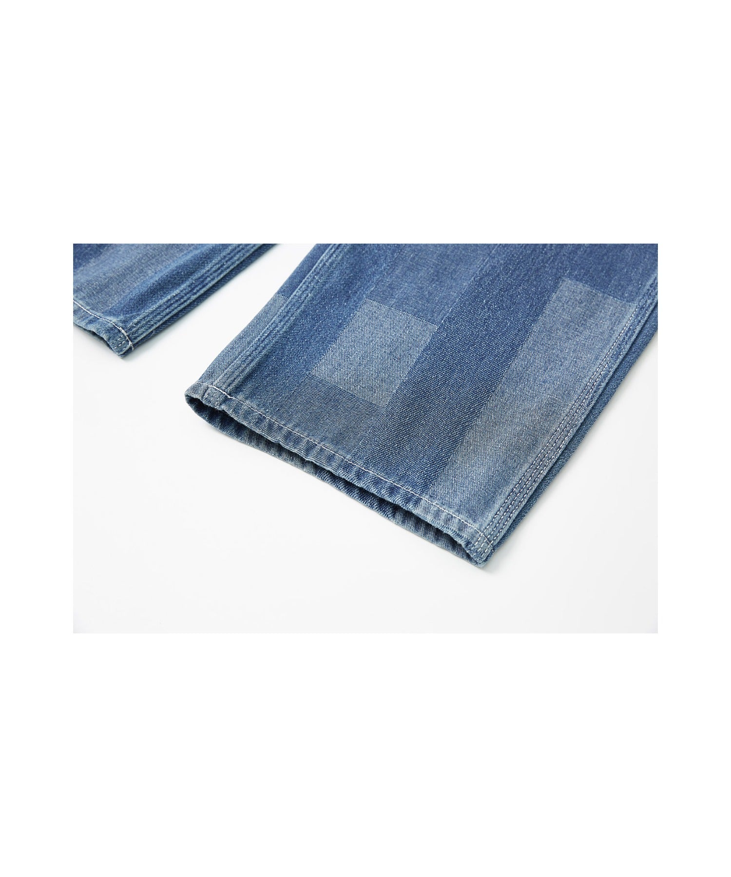 Patchwork-like Vintage Wash Denim Pants