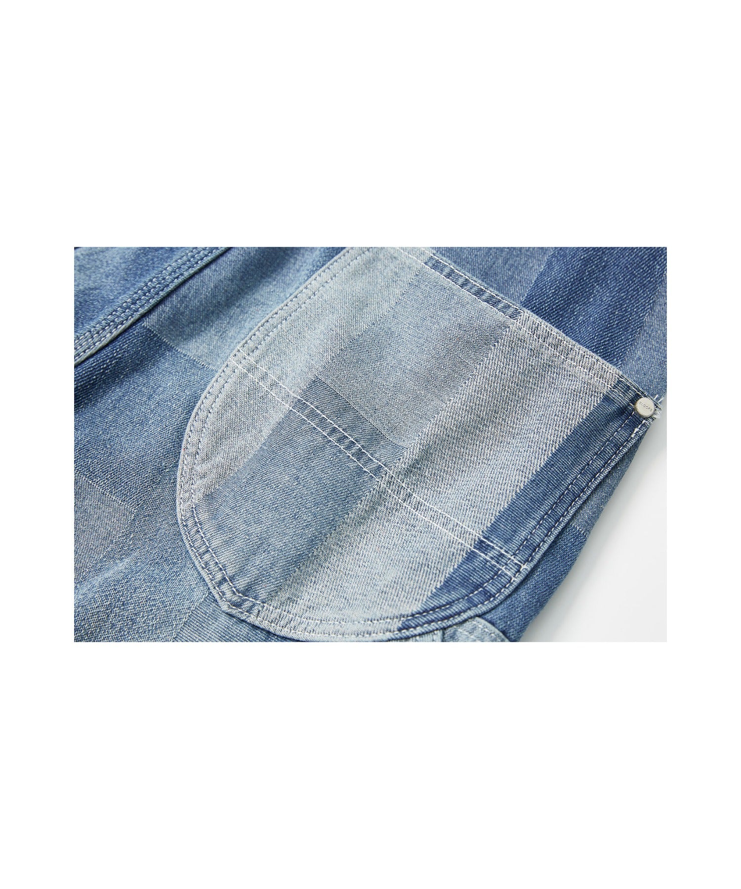 Patchwork-like Vintage Wash Denim Pants