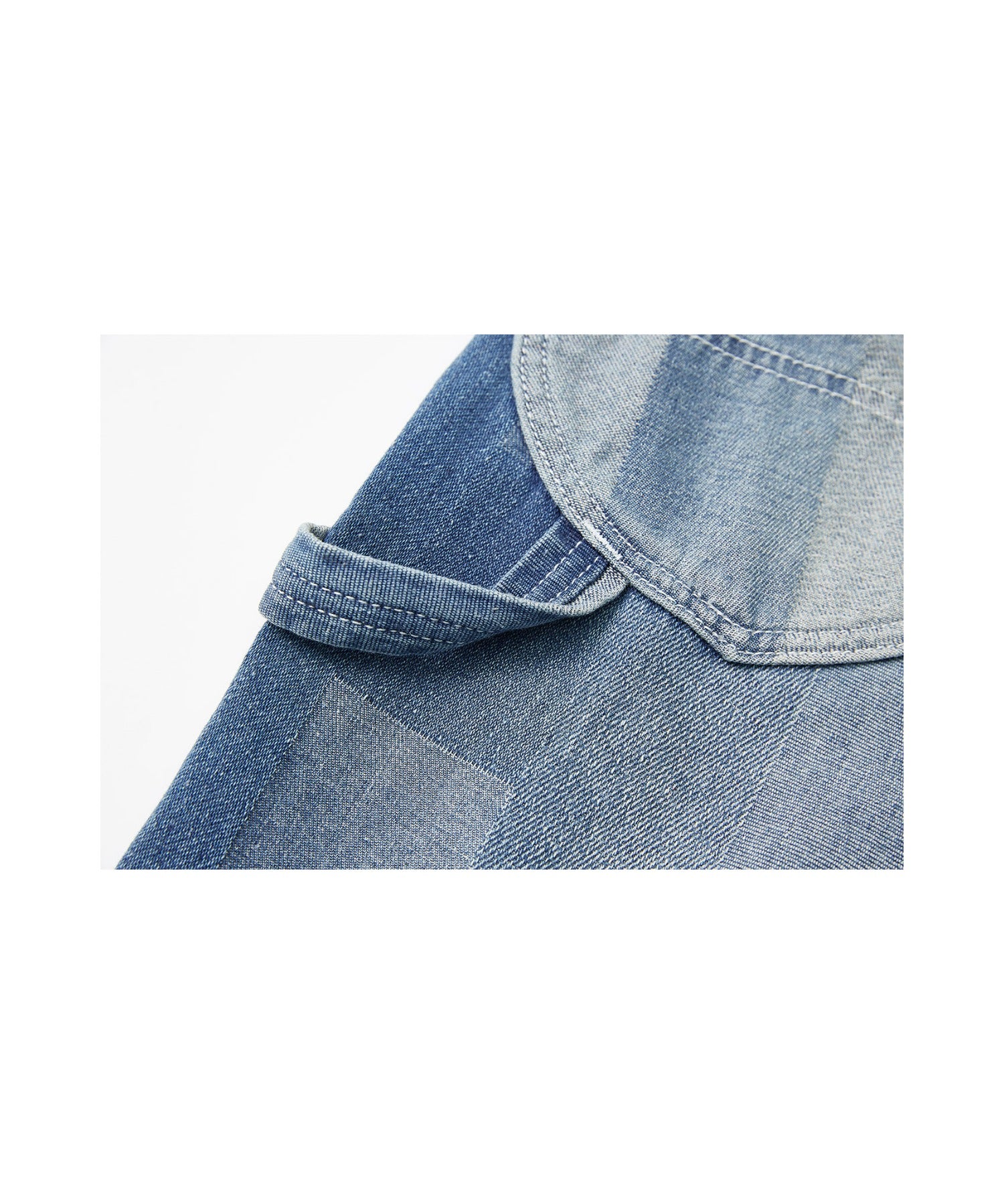 Patchwork-like Vintage Wash Denim Pants