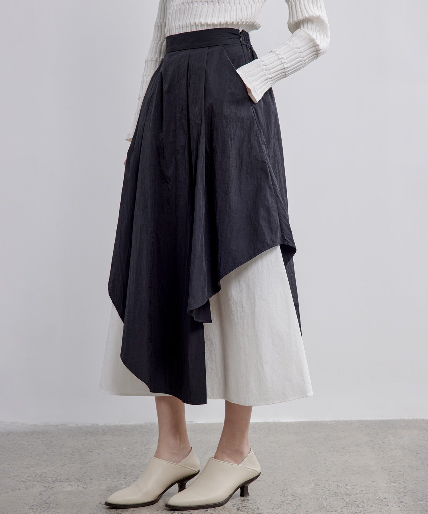 Bicolor Layered Flare Skirt
