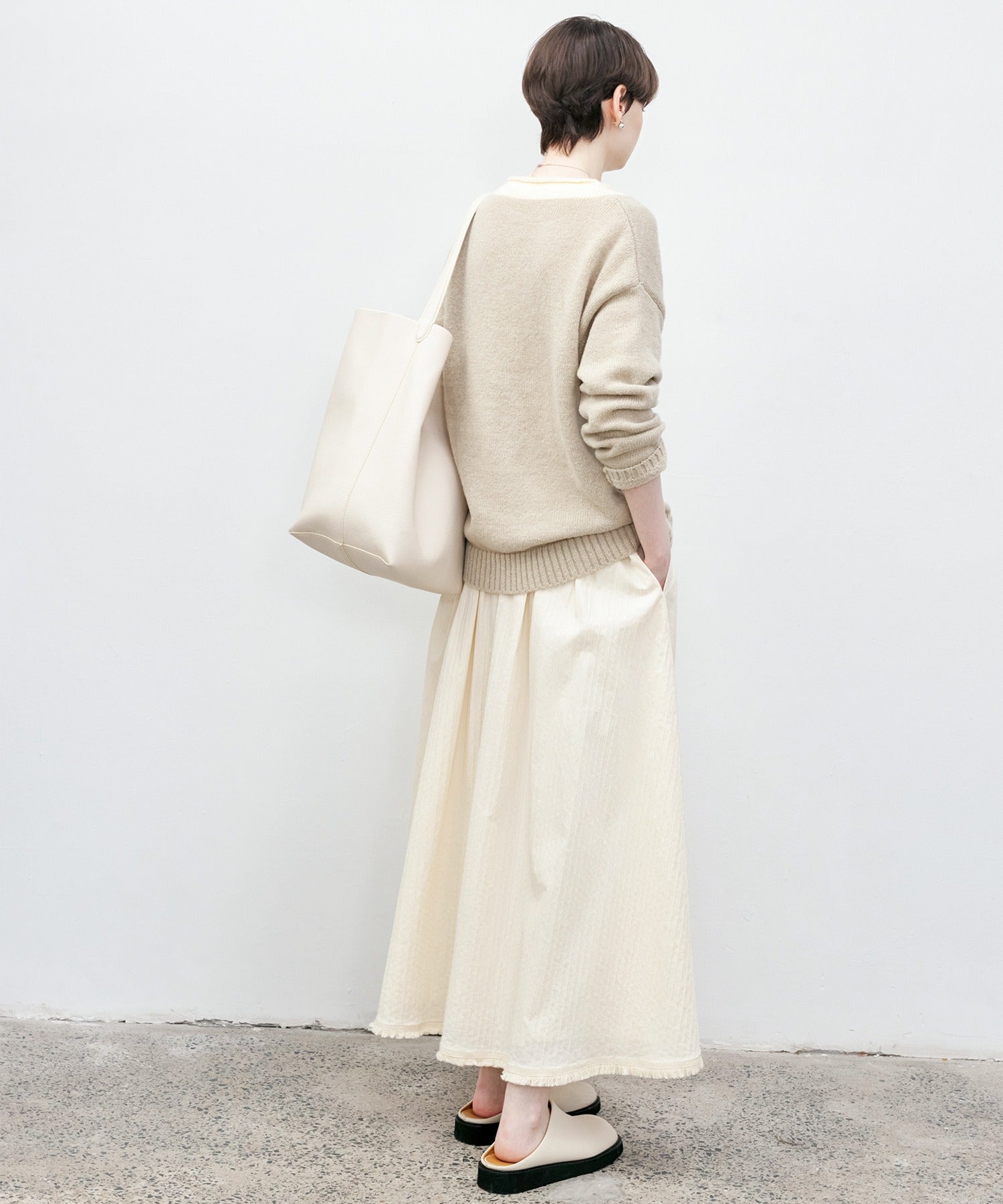 Textured Jacquard Fringe Hem A-Line Skirt