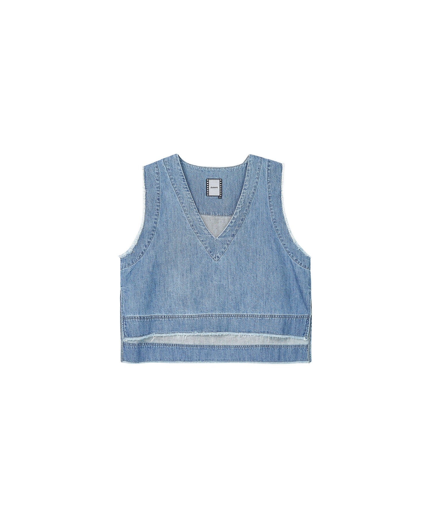 Cut-Off Fringe Nuance Denim Vest
