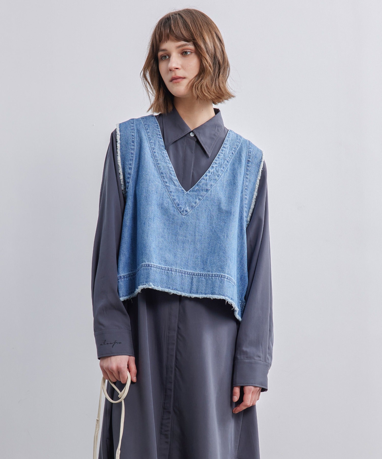 Cut-Off Fringe Nuance Denim Vest