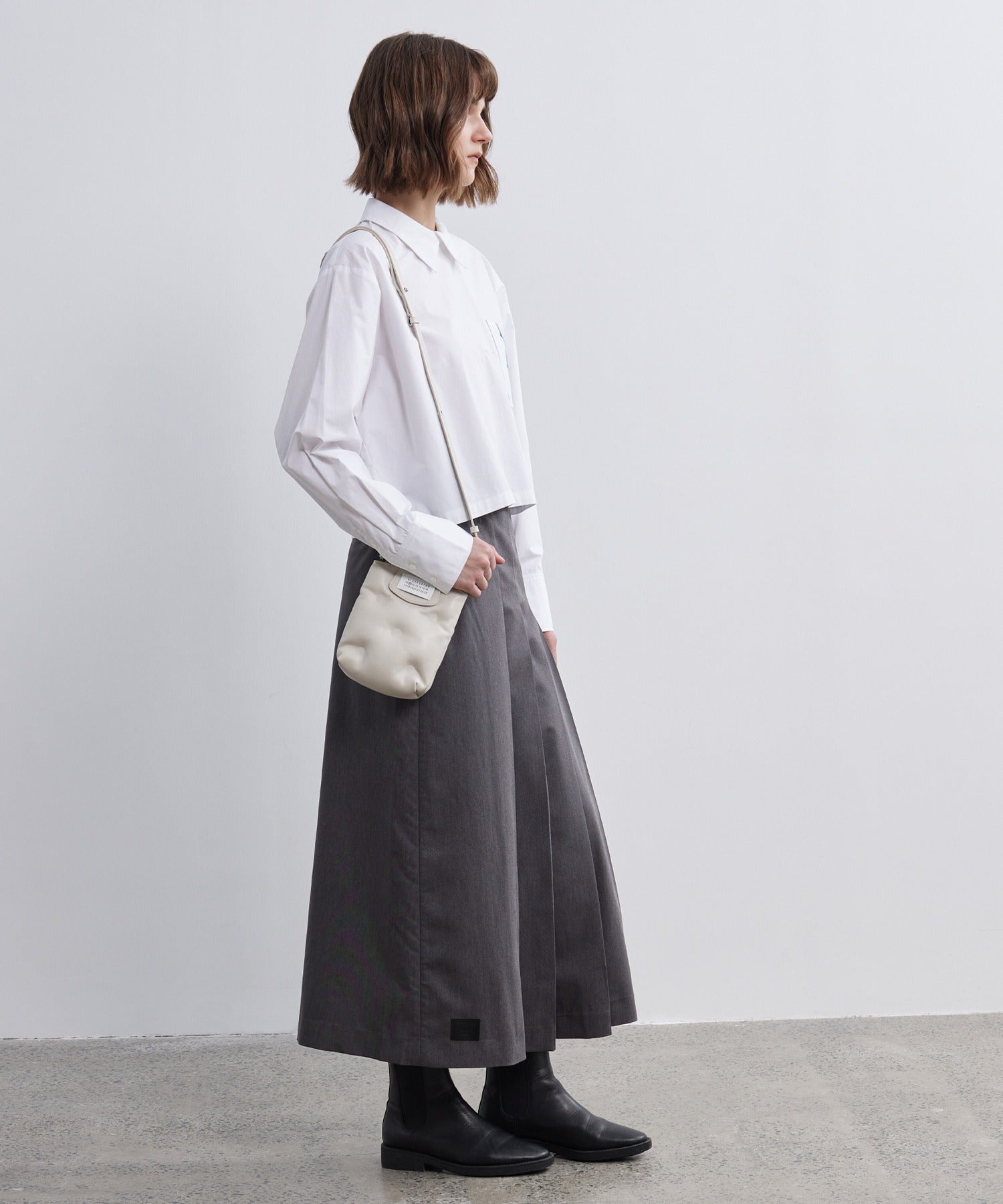 Front Tuck Flared Skirt