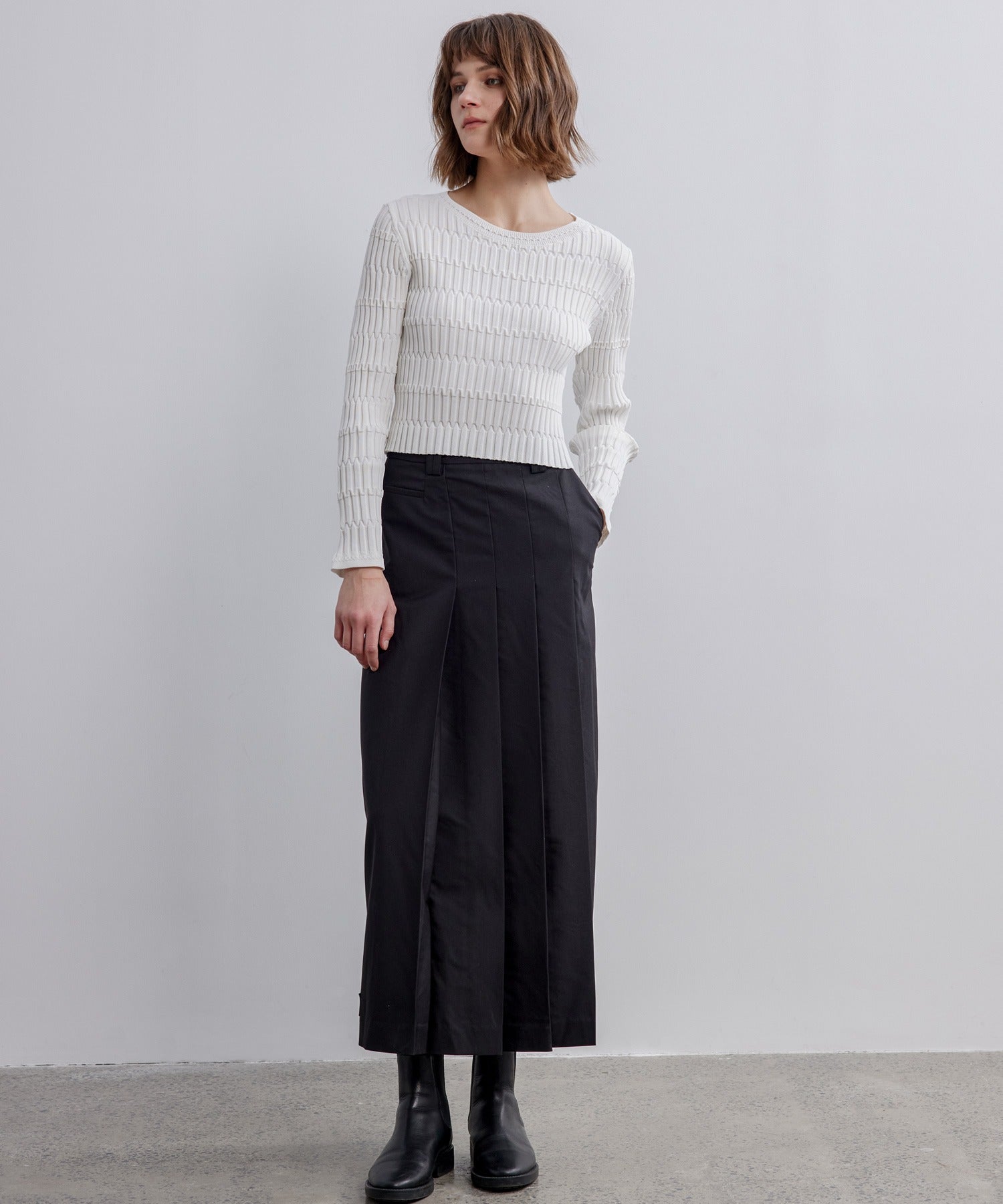 Front Tuck Flared Skirt