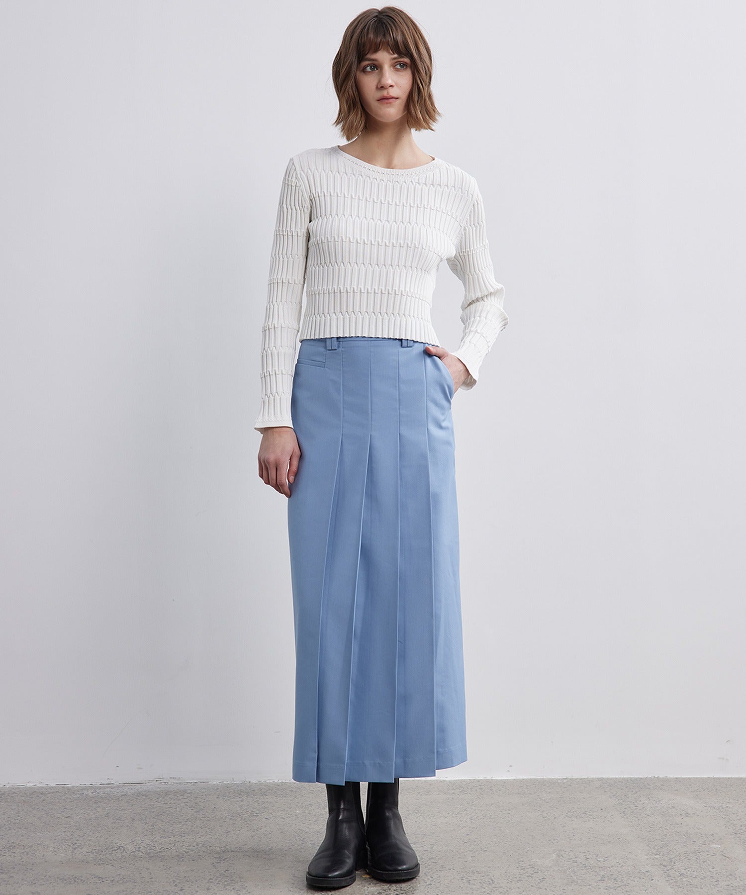Front Tuck Flared Skirt